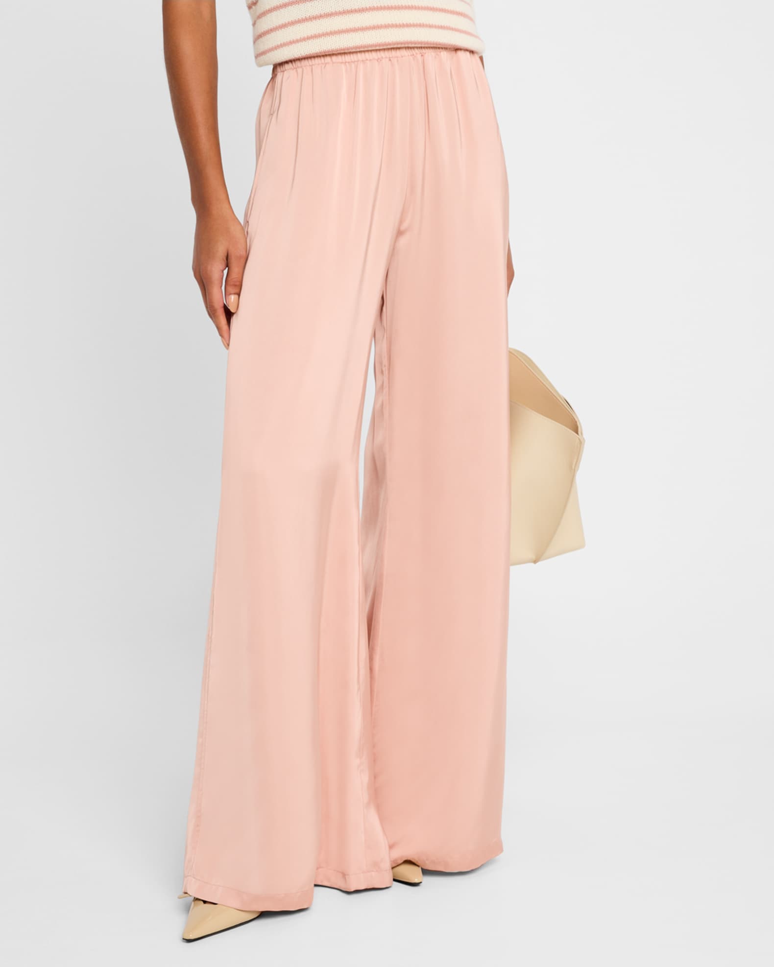 FABIANA FILIPPI Wide-Leg Viscose Satin Trousers | Neiman Marcus