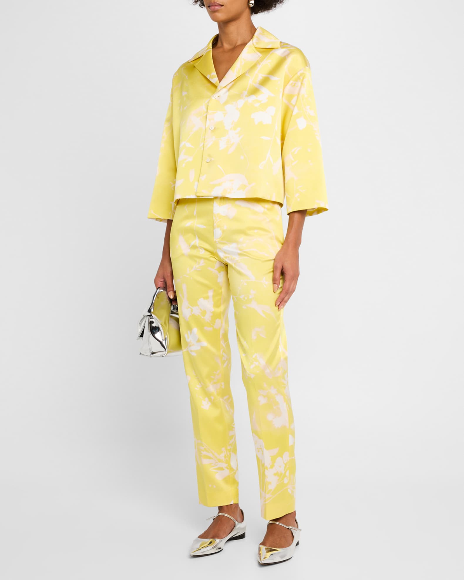 Abstract-Print Boxy Cropped Jacket 1