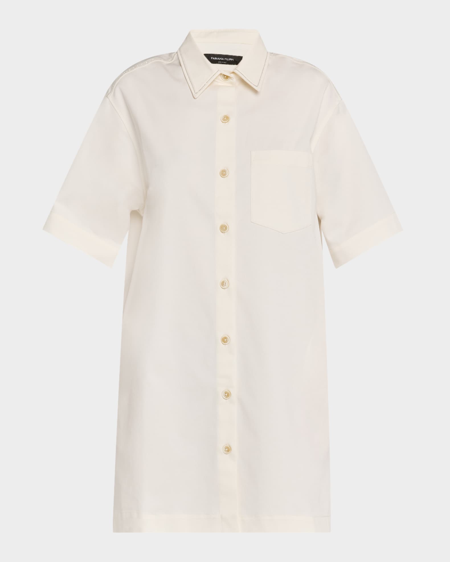 Chain-Trim Cotton Gabardine Shirtdress 0