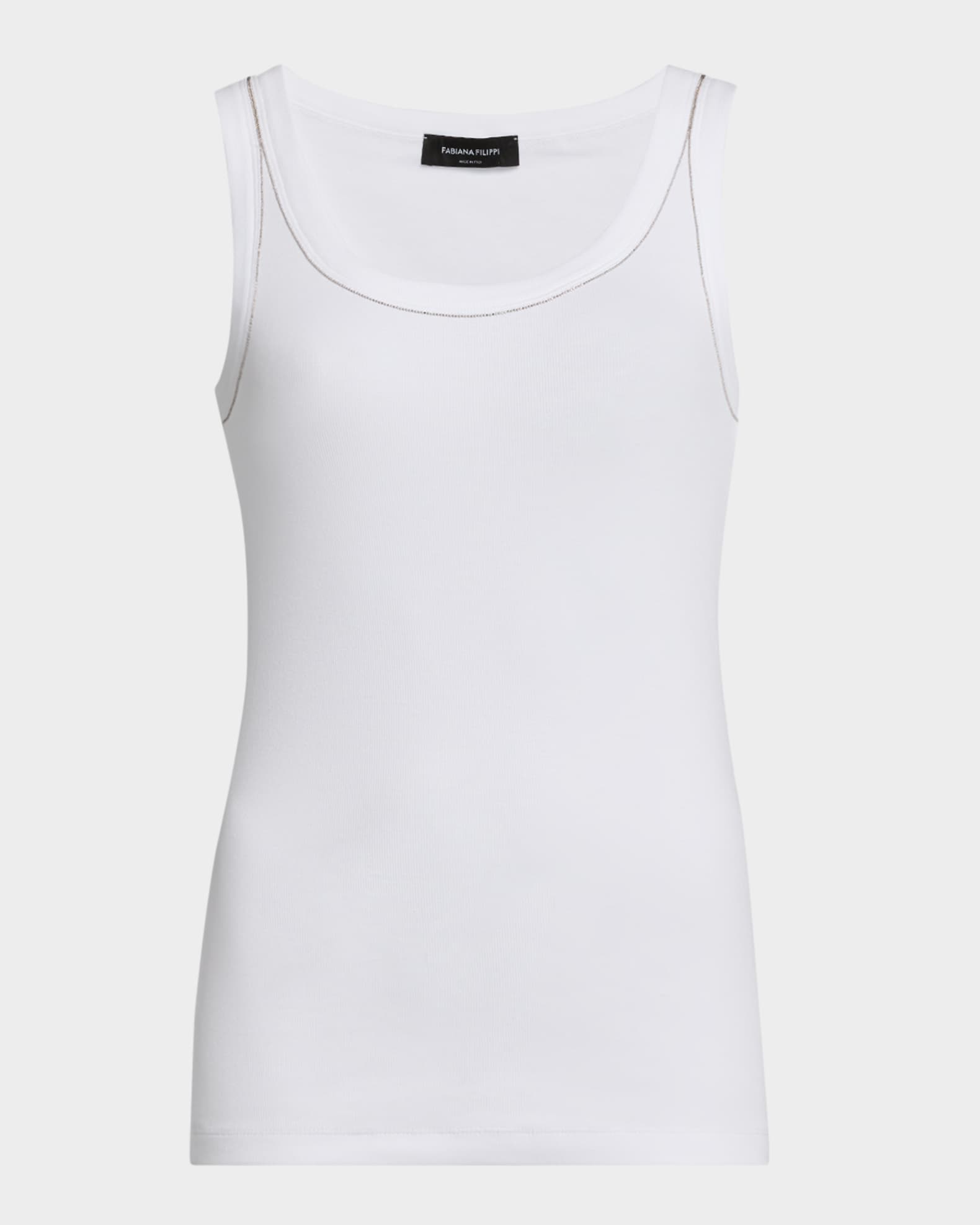 Diamante-Trim Ribbed Jersey Tank 0