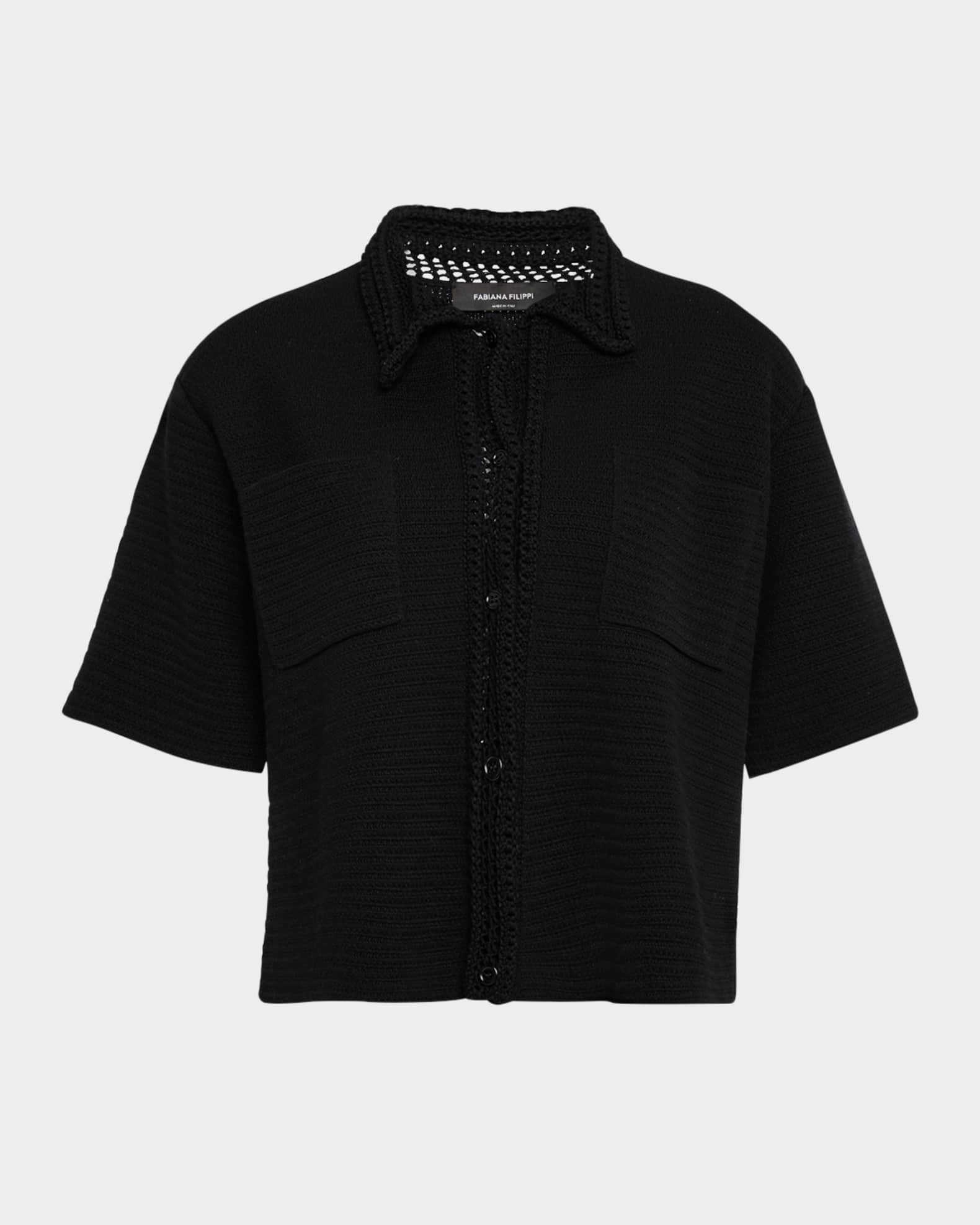 Knit Button-Down Shirt 0