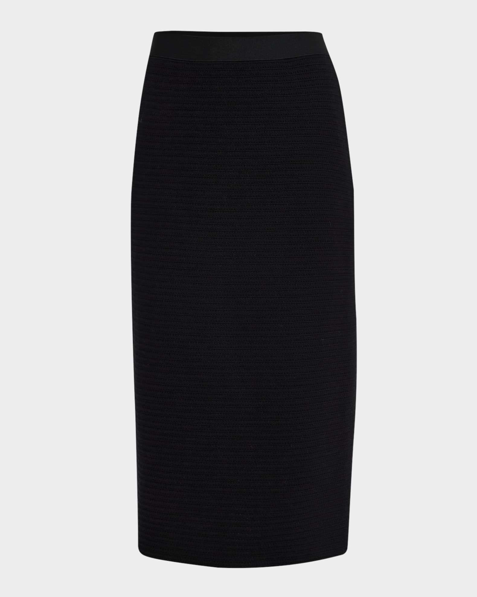 Wool-Cotton Knit Midi Pencil Skirt 0