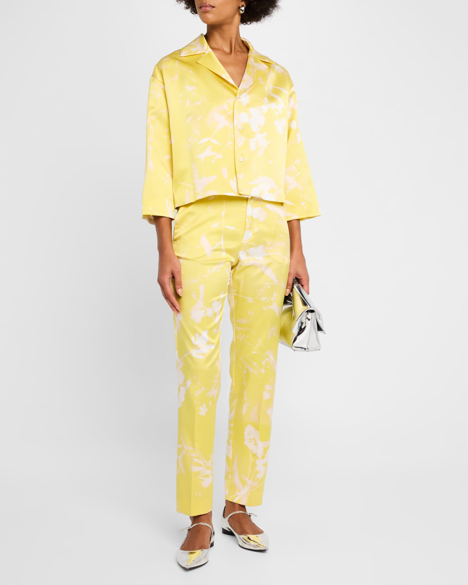 Tilia Cropped Floral-Print Trousers 1