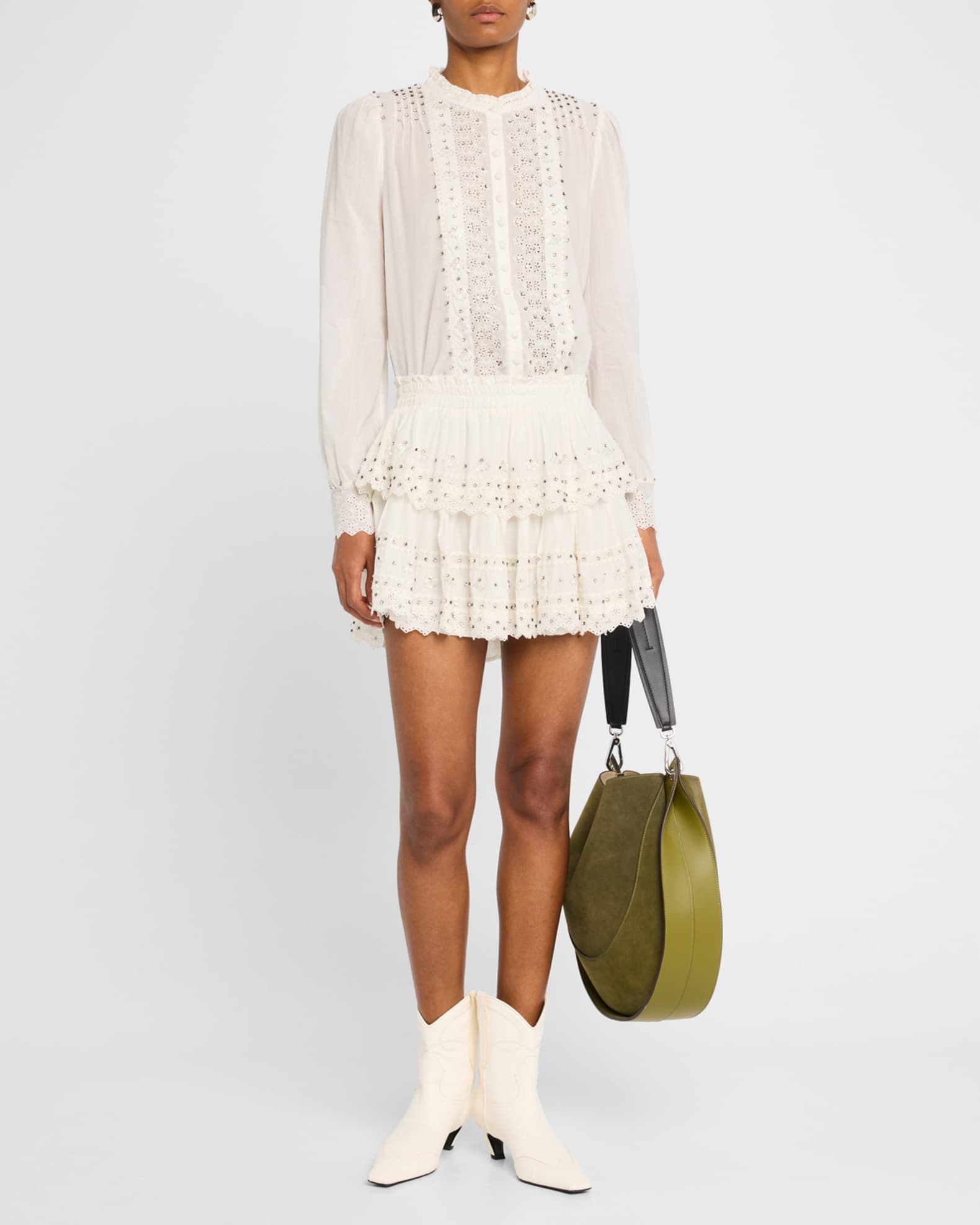 Love Shack Fancy Women Ruffle Mini Skirt Lemon Spritz