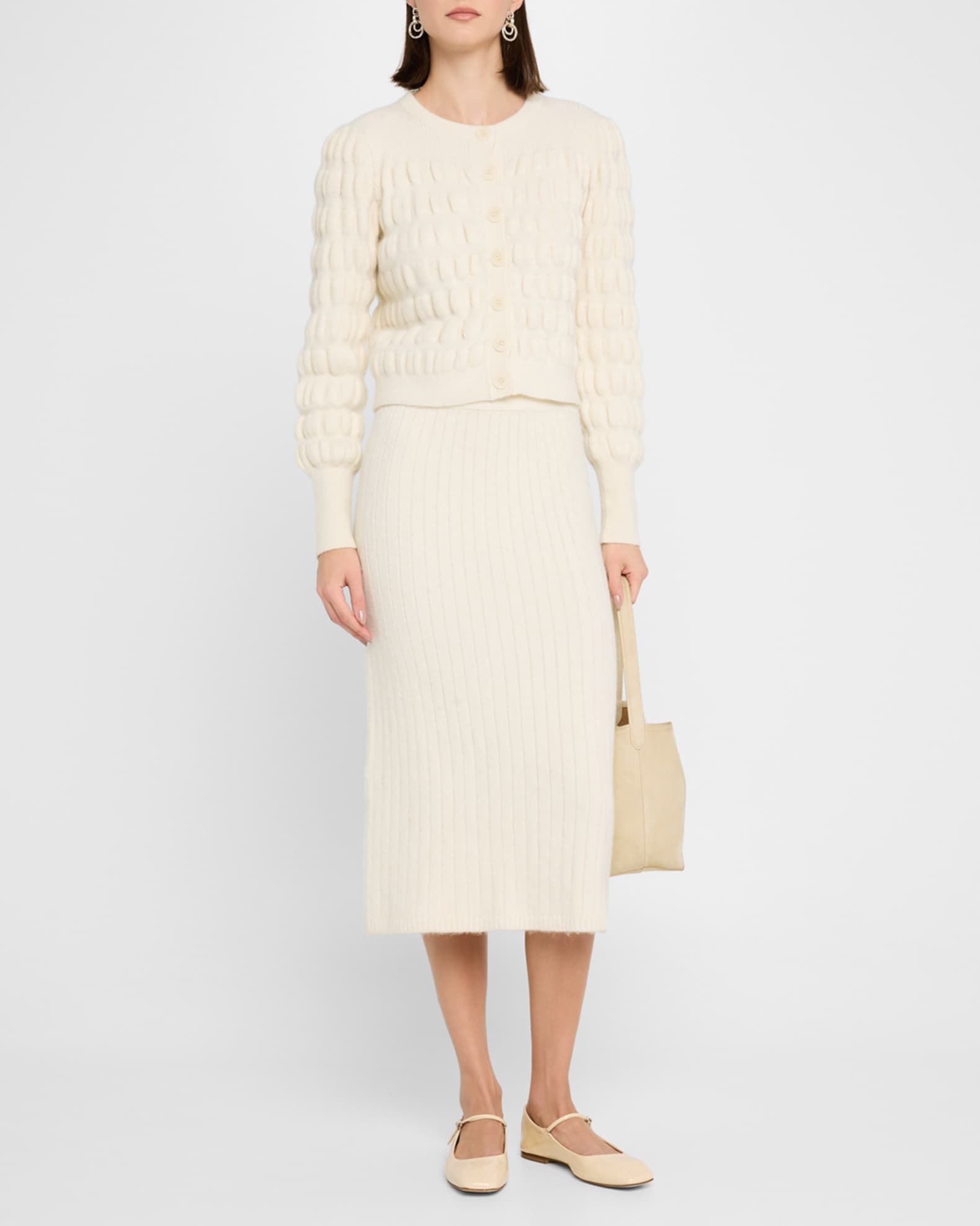 Anna Button-Down Puffy Knit Cardigan 1