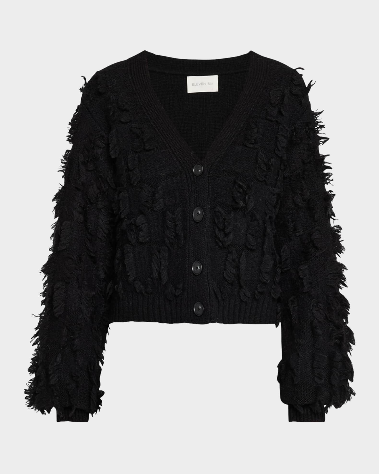 Luella Fringed Button-Down Cardigan 0
