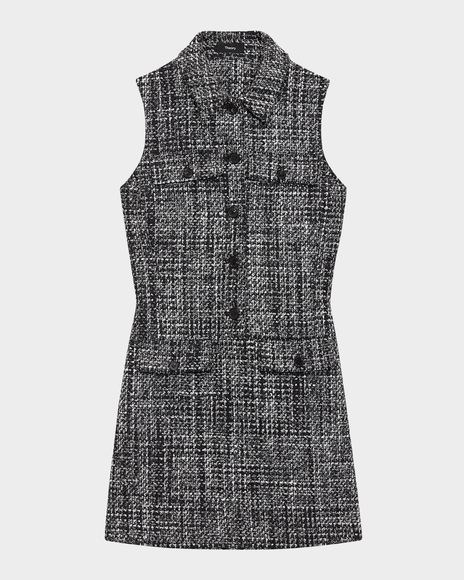 Sleeveless Melange Tweed Mini Dress 0