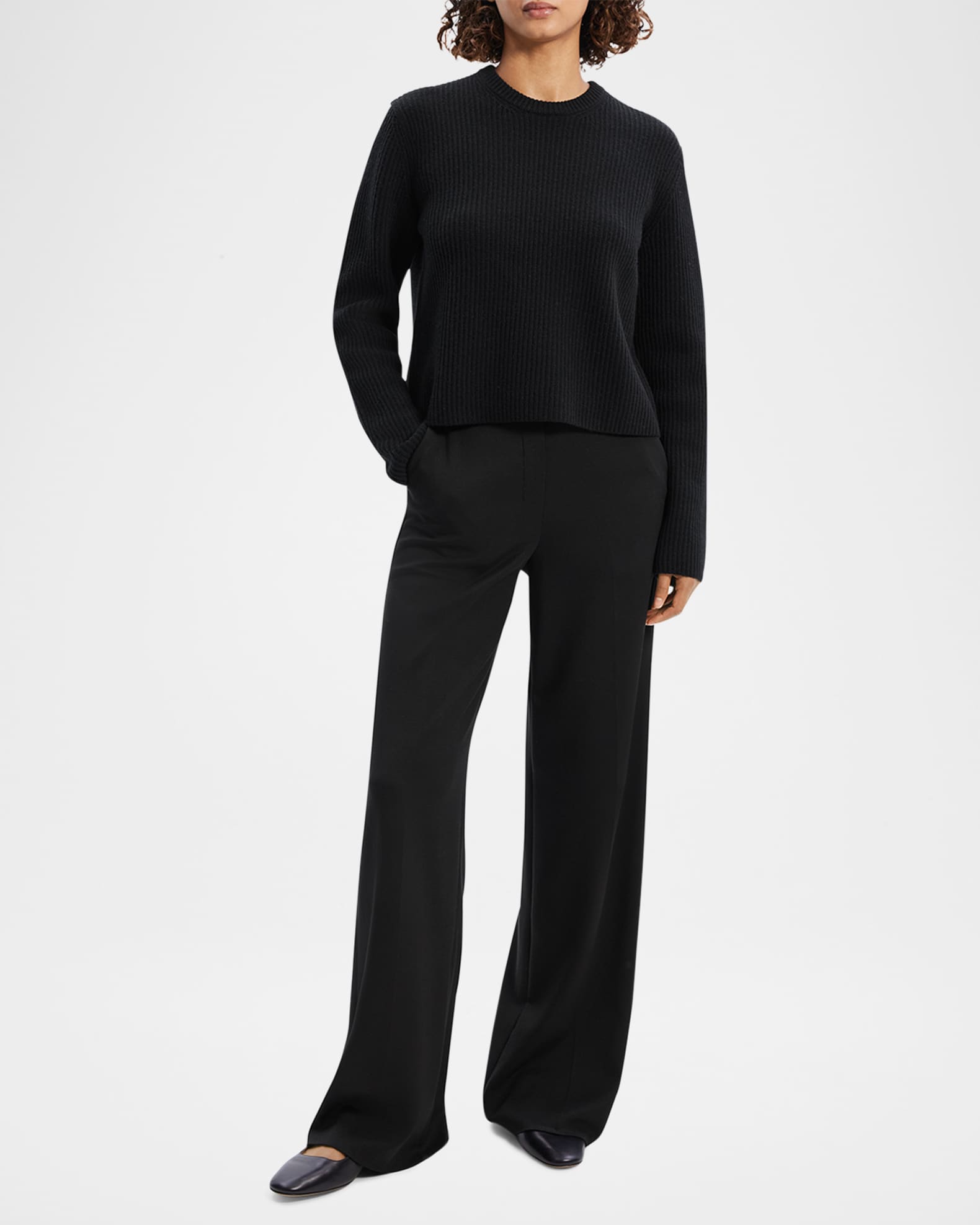 Boxy Felted Wool-Cashmere Pullover Sweater 1