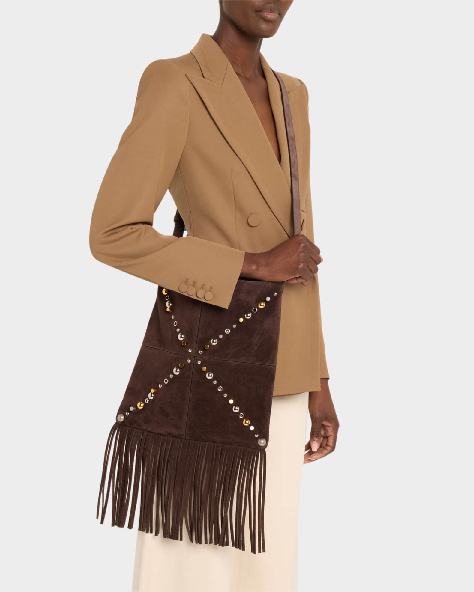 ショルダーバッグ・ポシェット Valentino Garavani Suede Crossbody Bag Valentino Garavani Nellcote Fringe Stud Suede Crossbody Bag