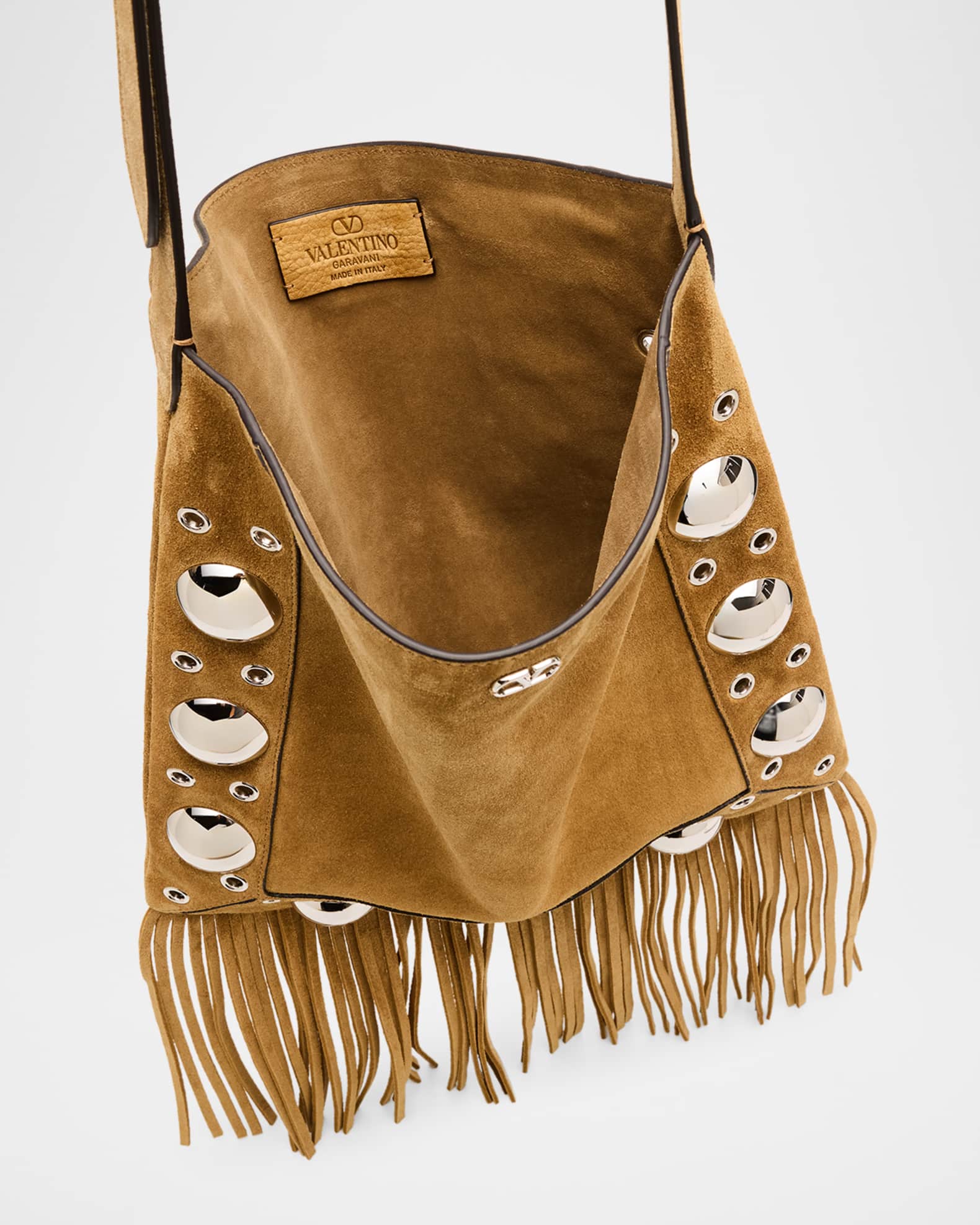 Nellcote Studded Fringe Suede Crossbody Bag | Neiman Marcus