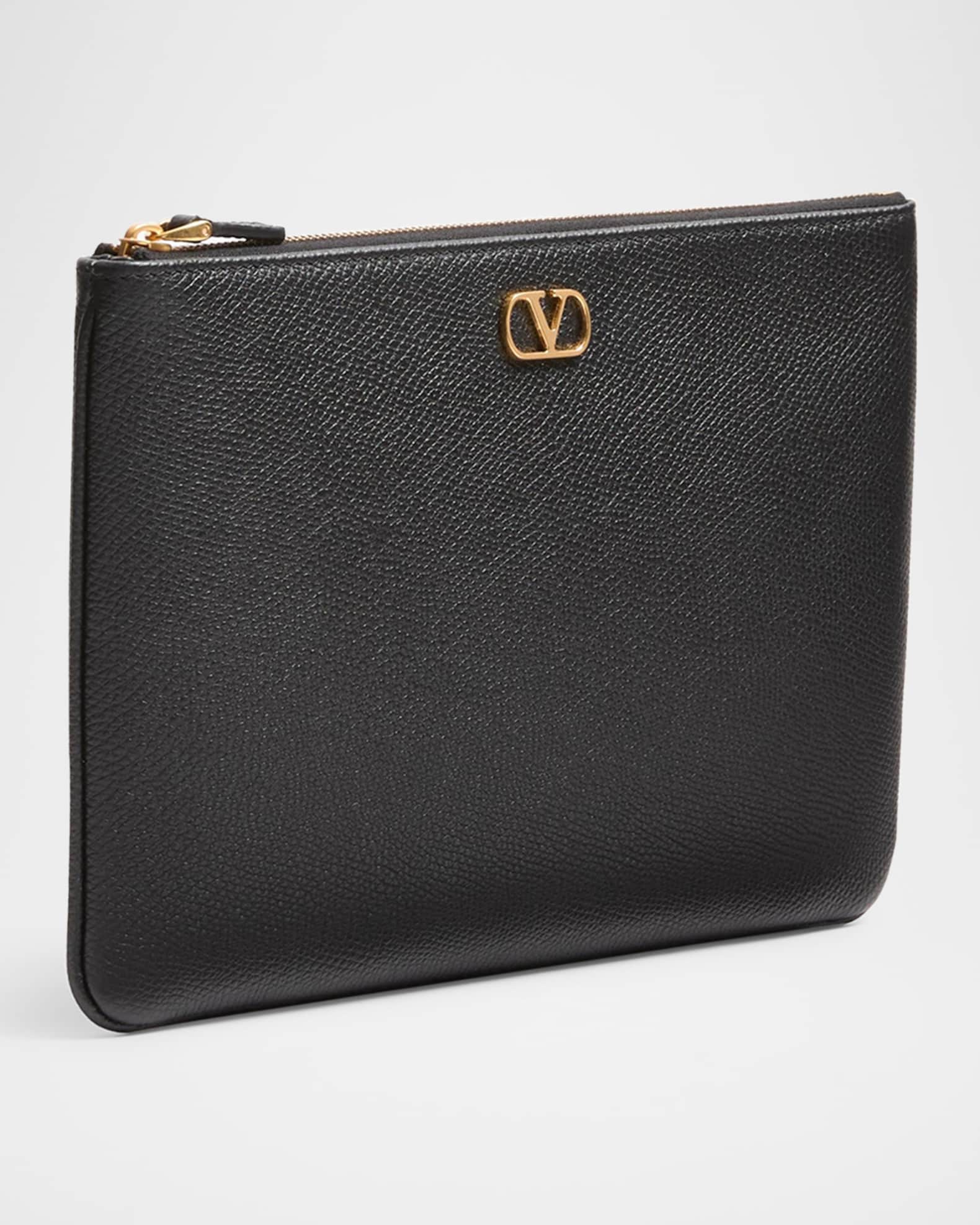 Medium VLOGO Leather Flat Pouch Bag 1