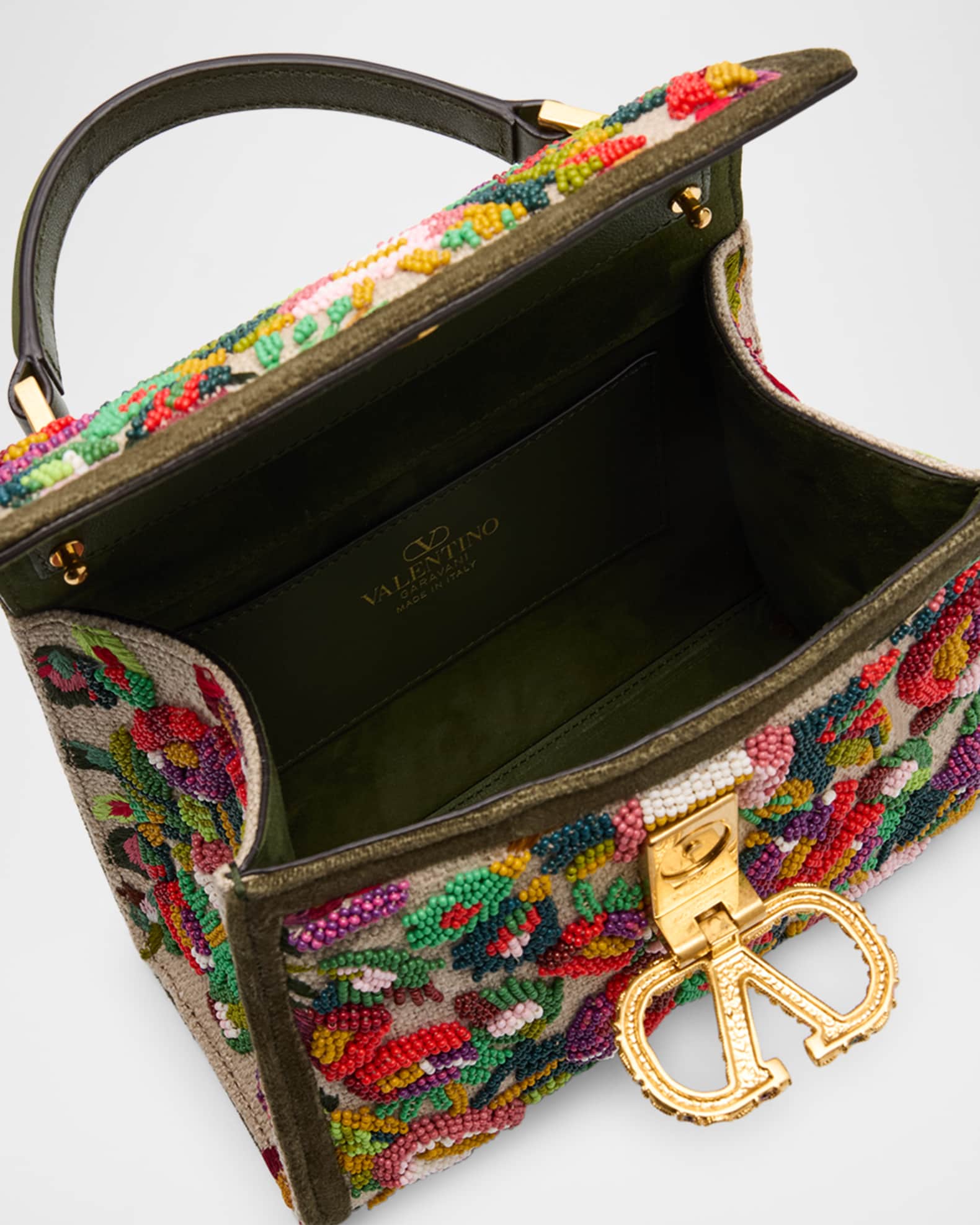 VALENTINO ミンク フラワー マフラー Valentino Garavani VSLING Mini Flower Embroidered Top-Handle