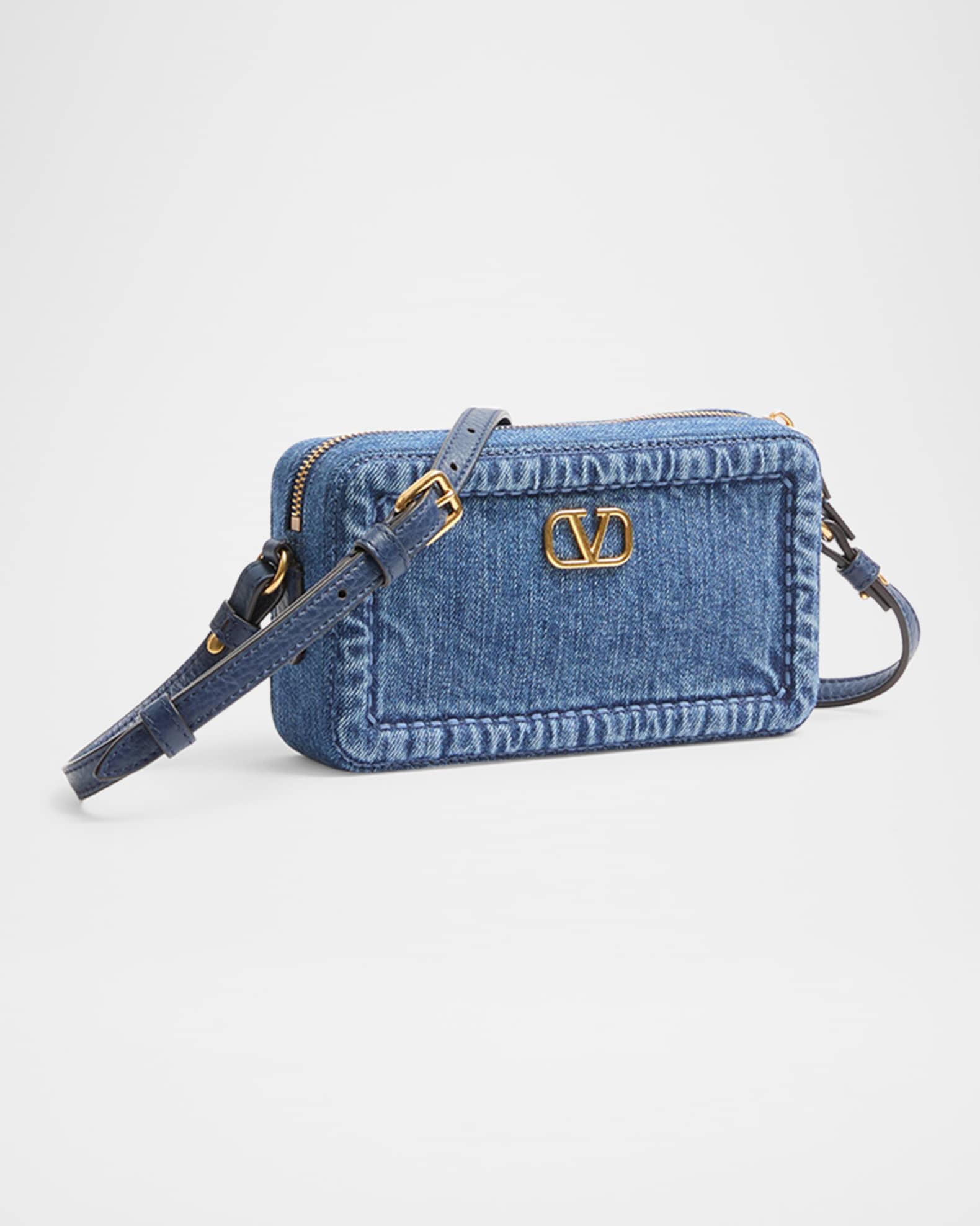 Valentino Garavani Alltime Mini Denim Camera Crossbody Bag