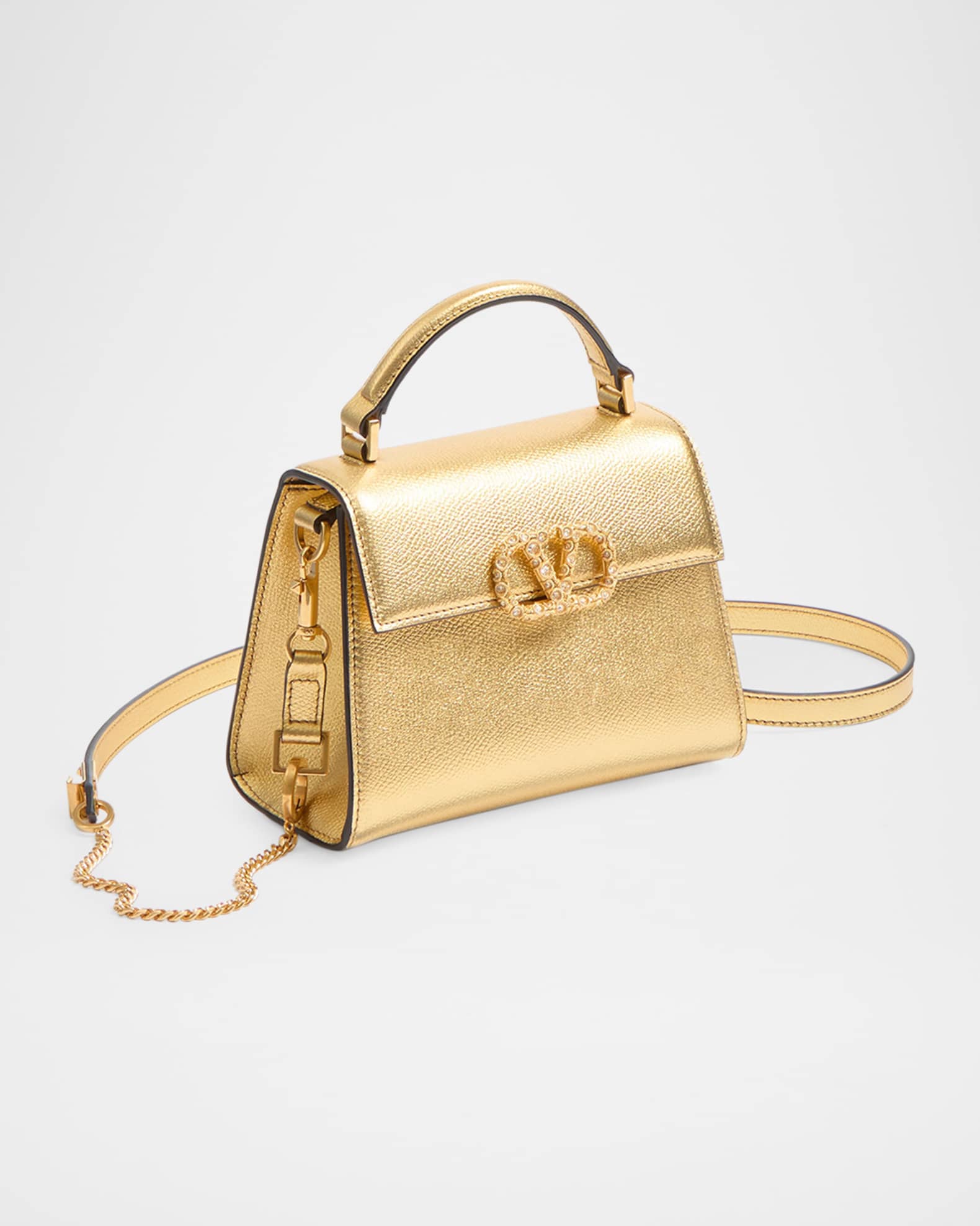 Valentino Garavani VSLING Mini Metallic Leather Top-Handle