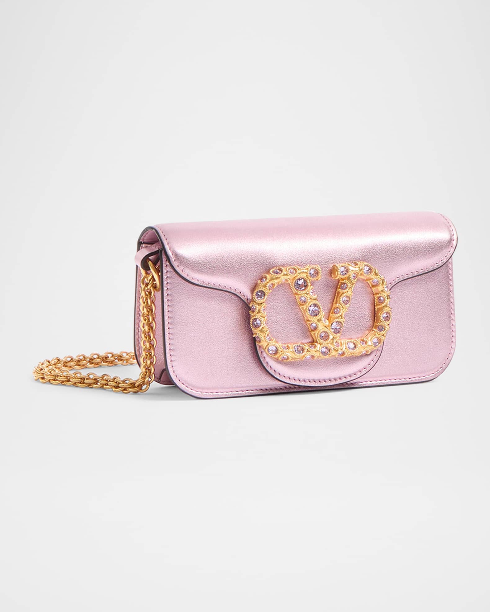 Valentino Garavani Loco Small Metallic Leather Shoulder Bag