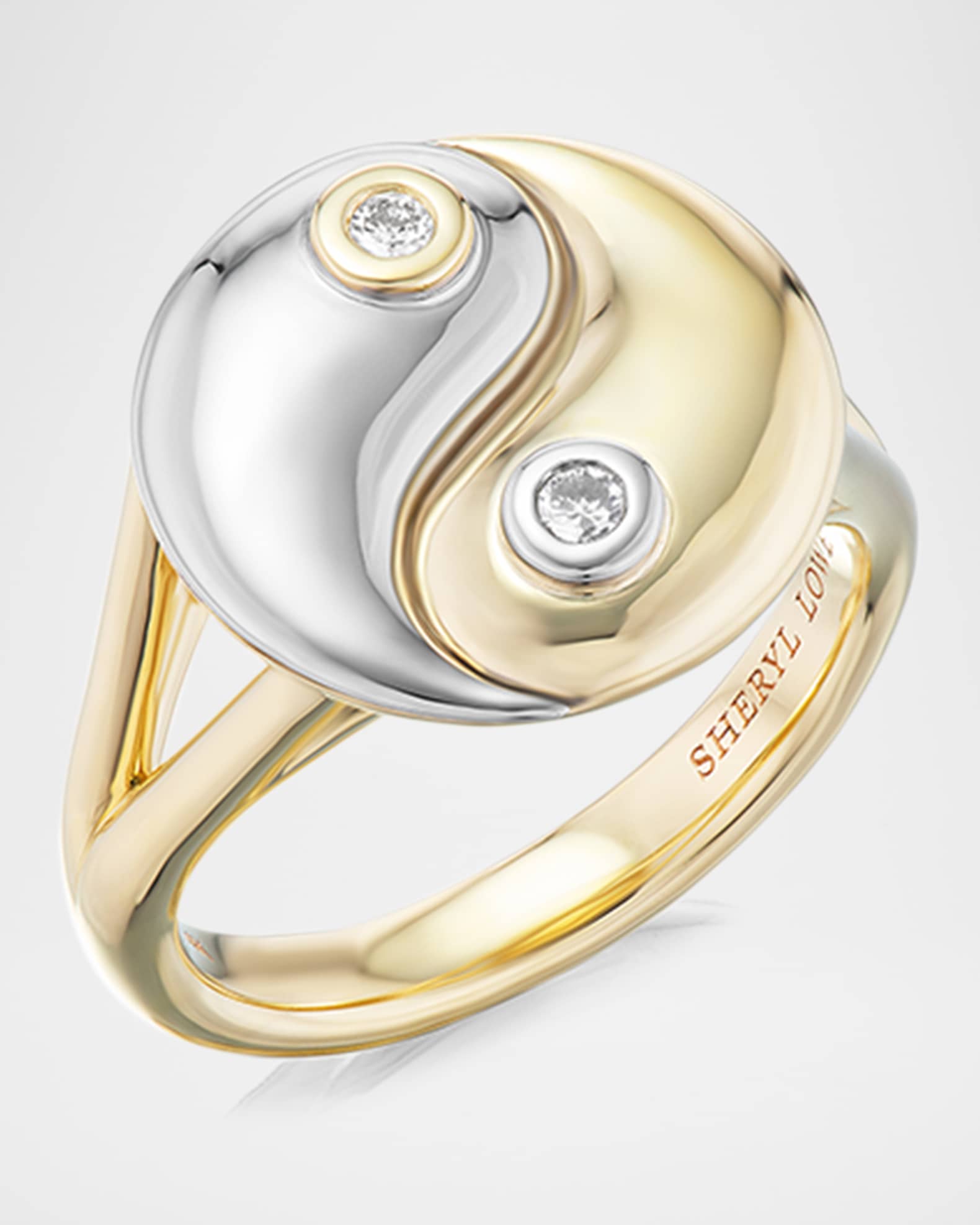 Two Tone Diamond Yin Yang Ring