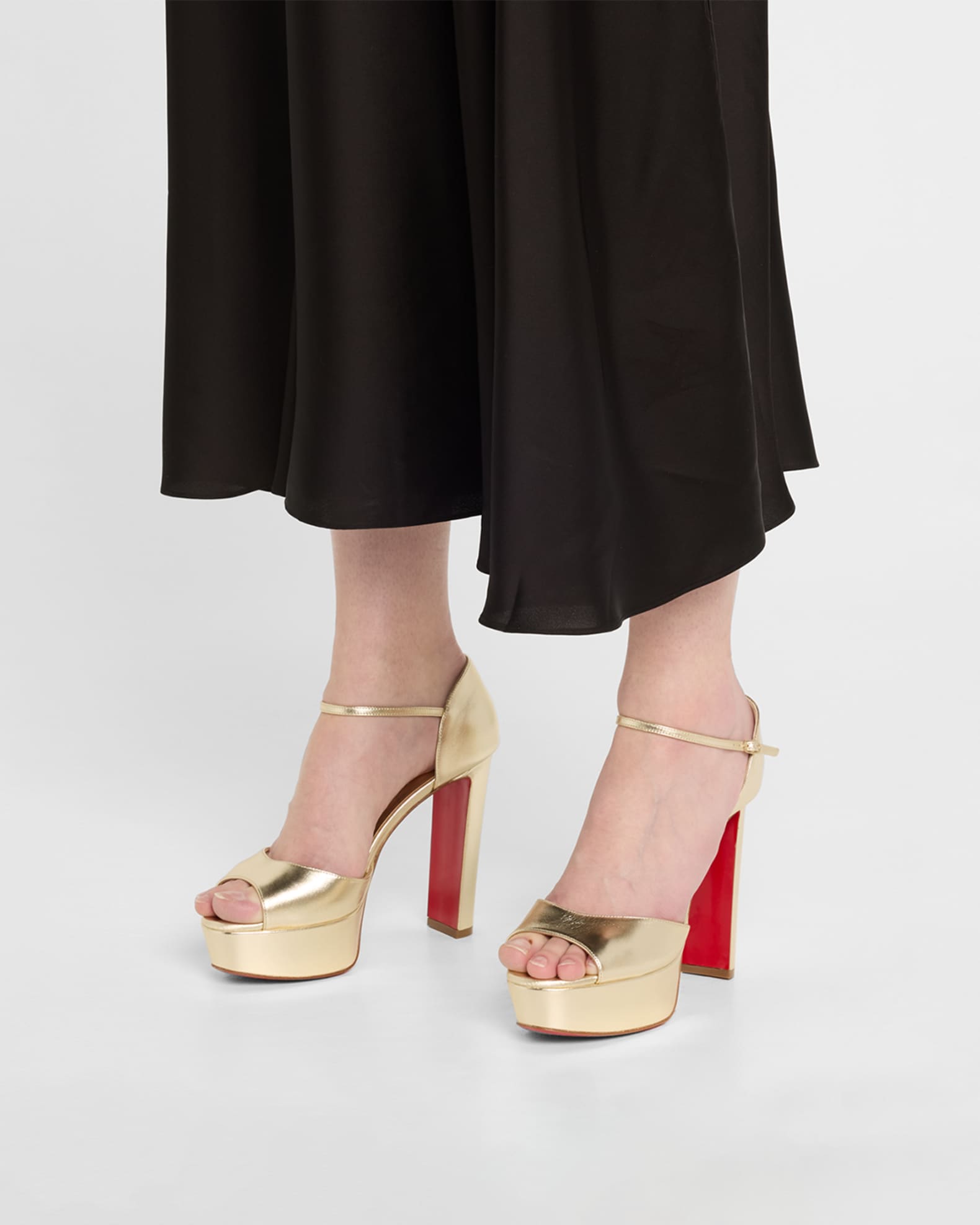 Sandaloo Metallic Red Sole Platform Sandals 1