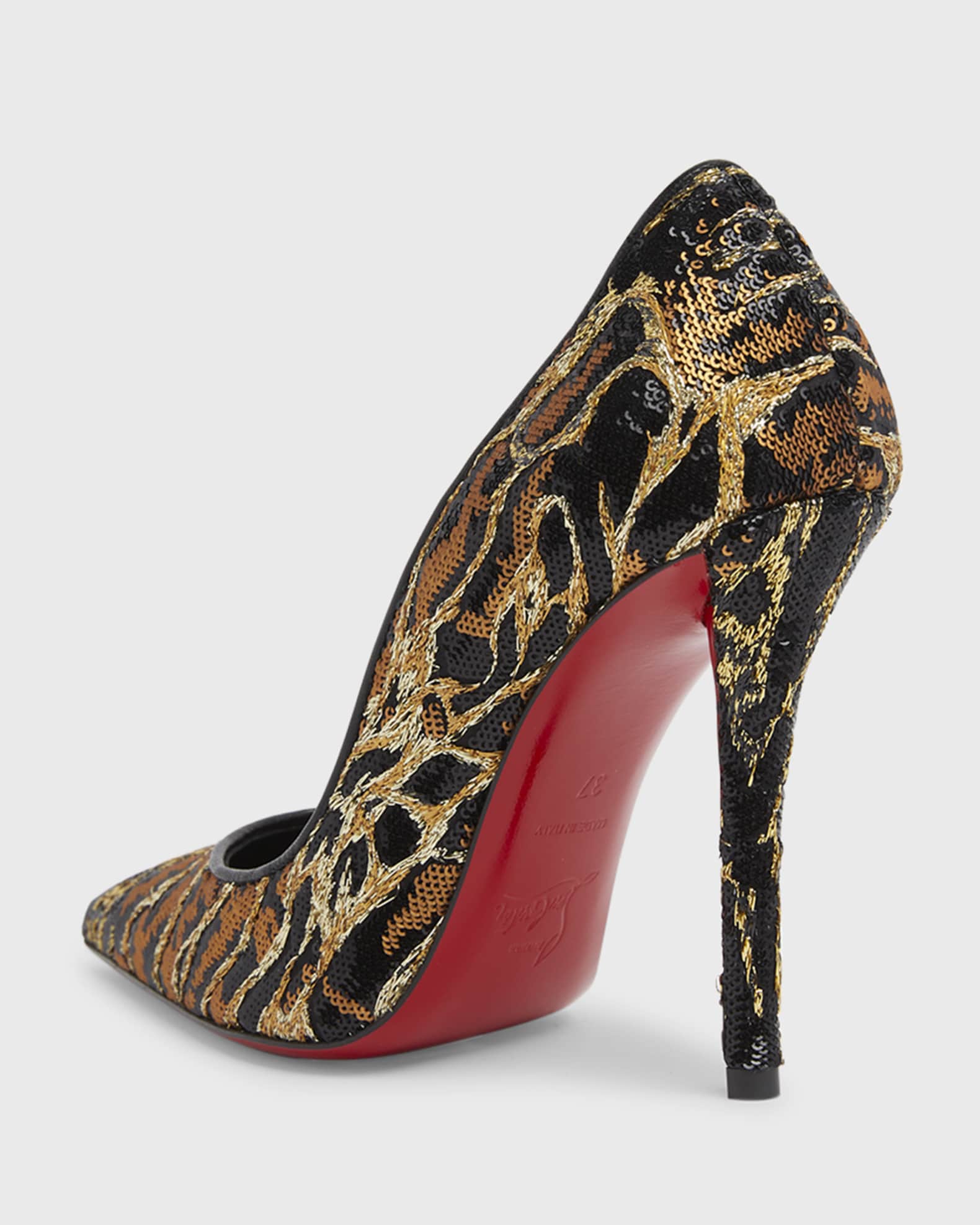 Miss Z Sequin Animal Red Sole Pumps 1