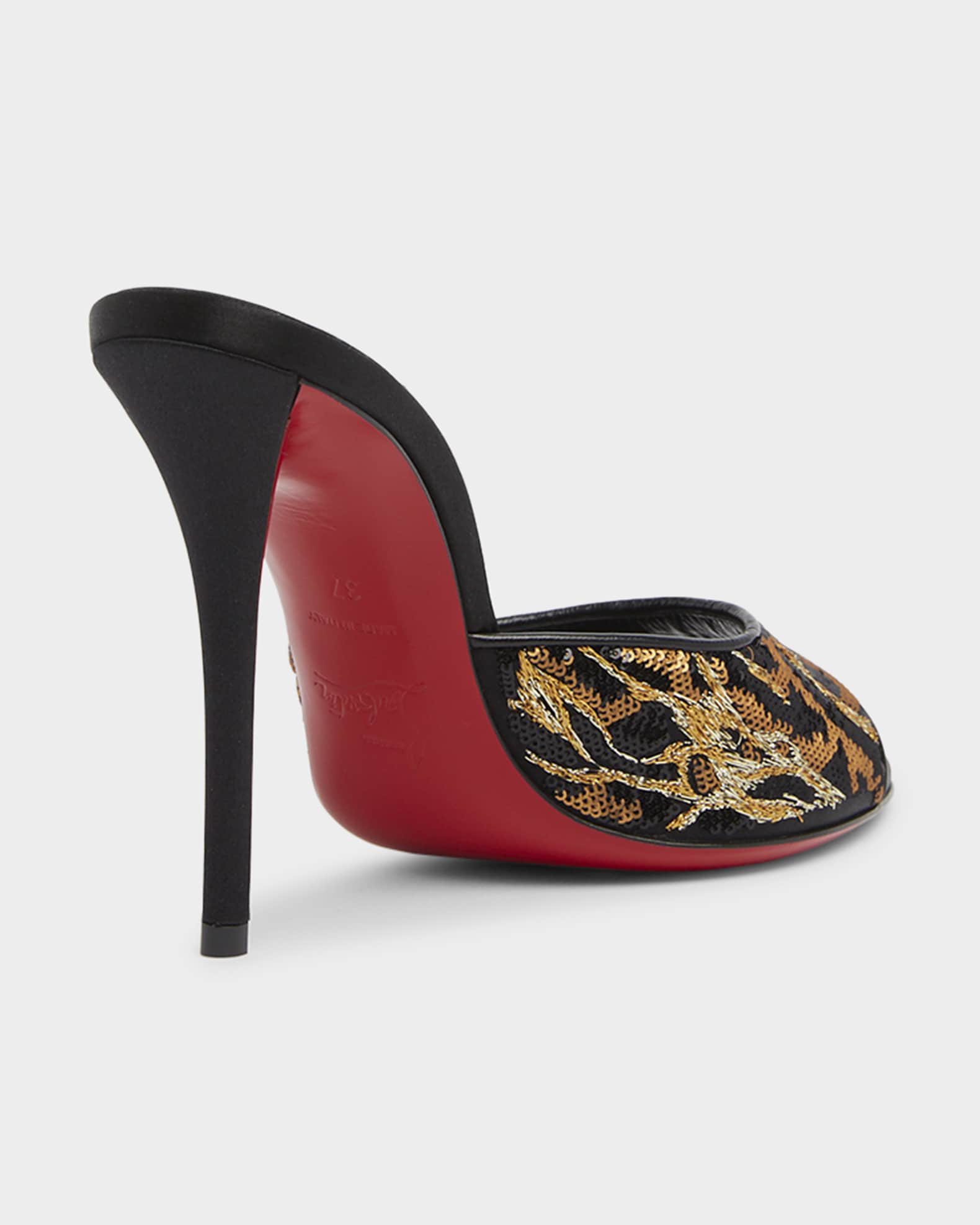 Miss Z Sequin Animal Red Sole Mules 1