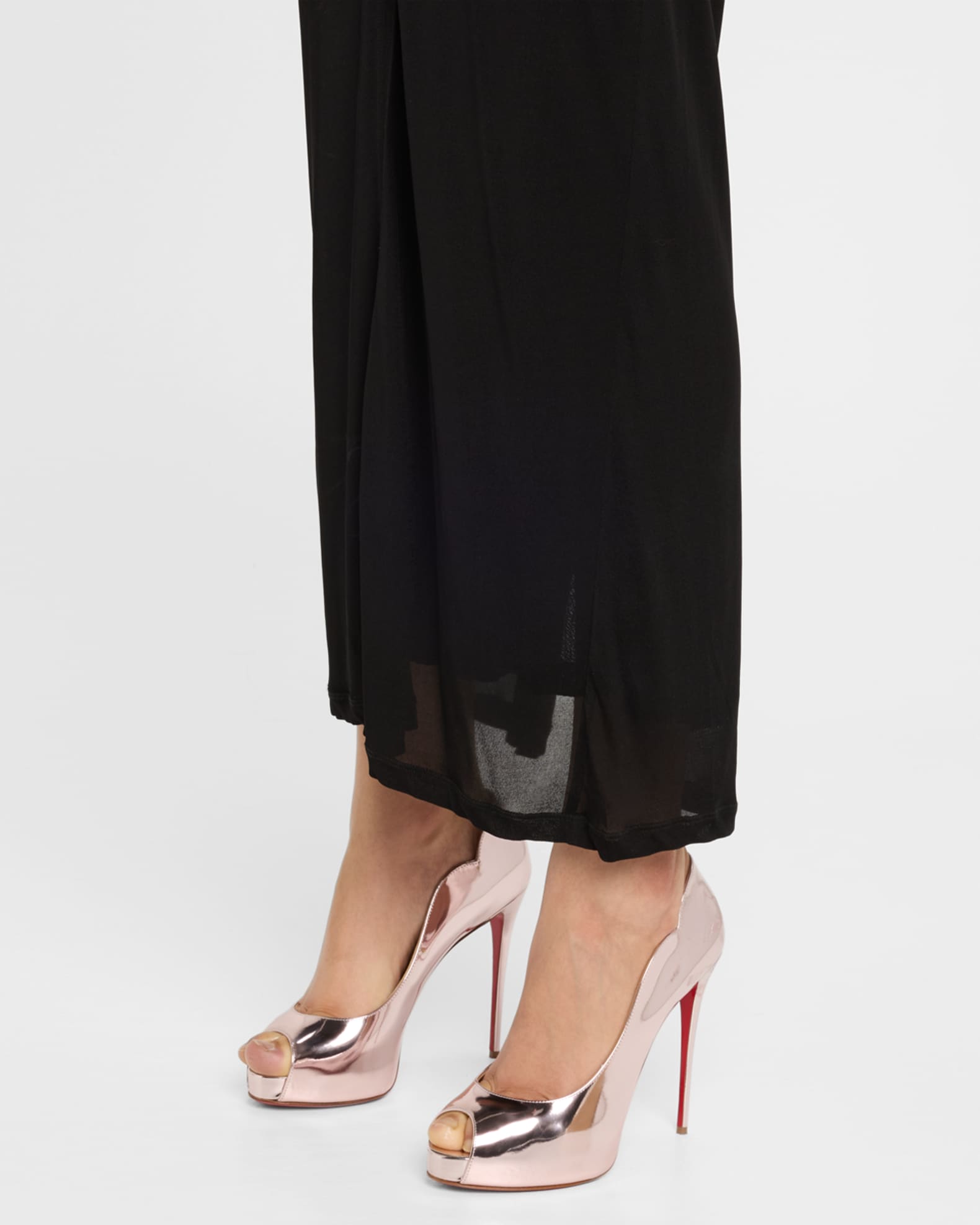 Hot Chick Metallic Peep-Toe Red Sole Pumps 1