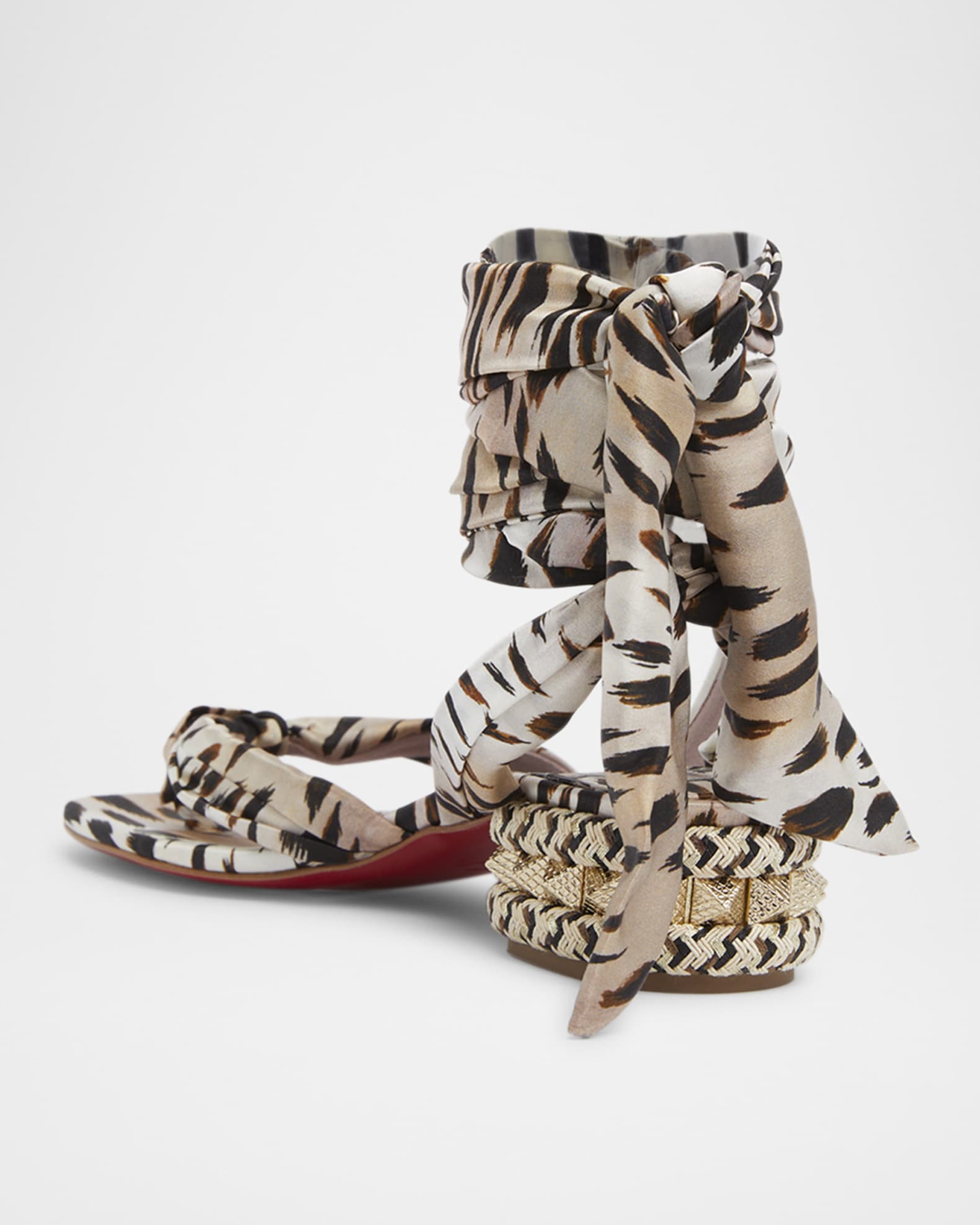 Christian Louboutin Pyra Du Desert Leopard Red Sole Sandals