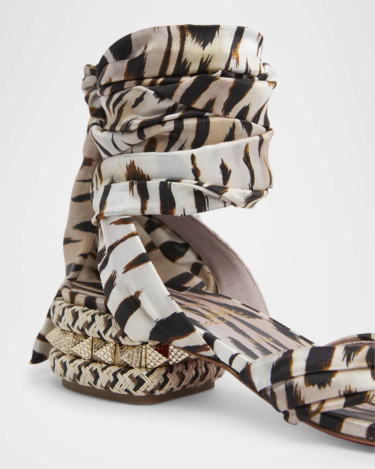 ◆CHRISTIAN LOUBOUTIN◆ドュ デザート ペニチュア サンダル◆ Christian Louboutin Pyra Du Desert Leopard Red Sole Sandals