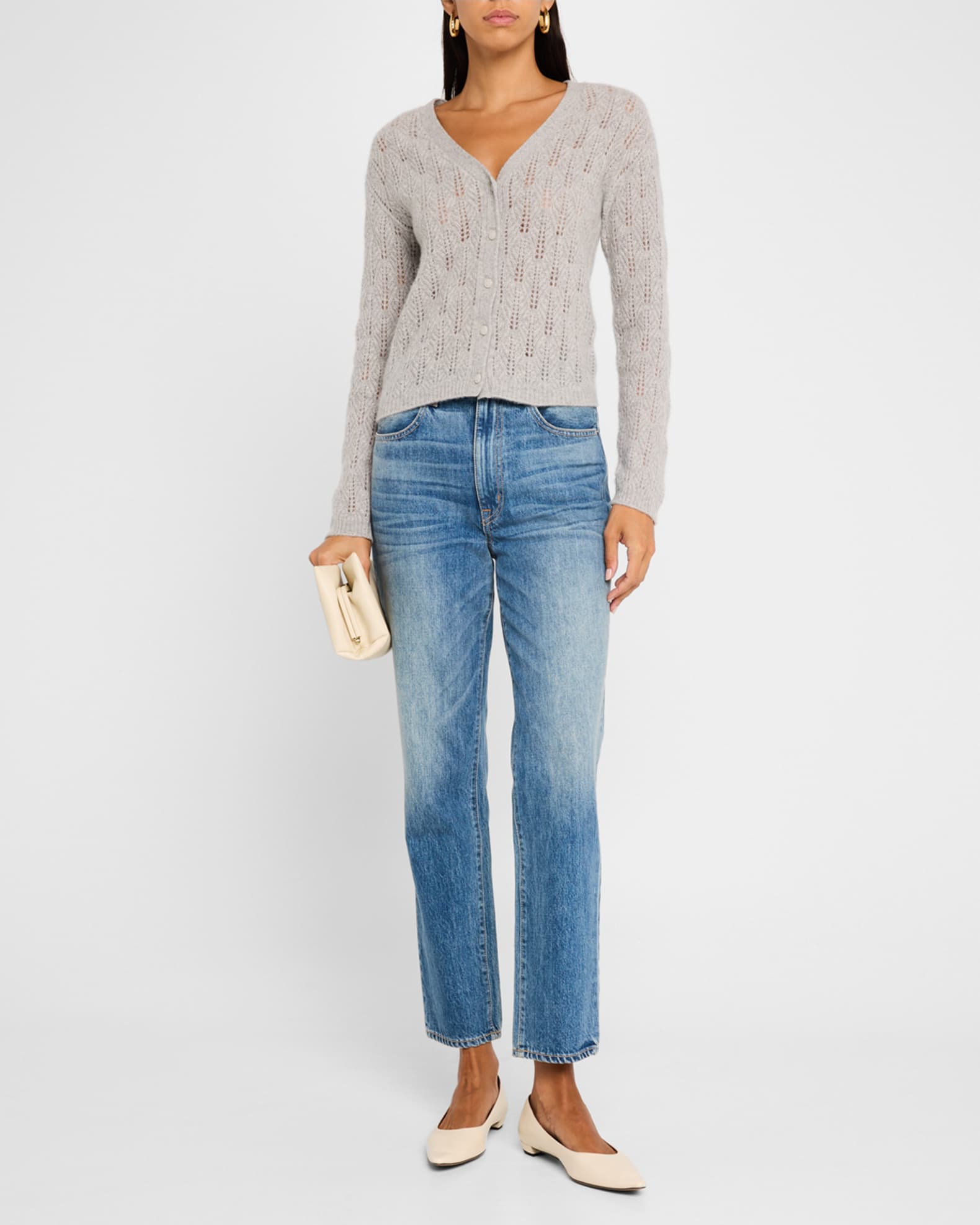 Cashmere Pointelle-Knit Cardigan 1