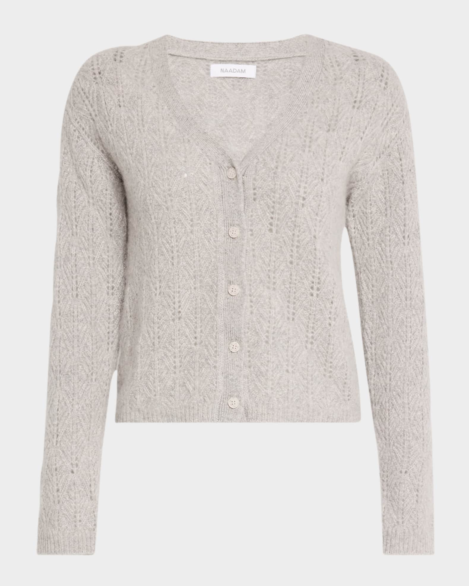 Cashmere Pointelle-Knit Cardigan 0
