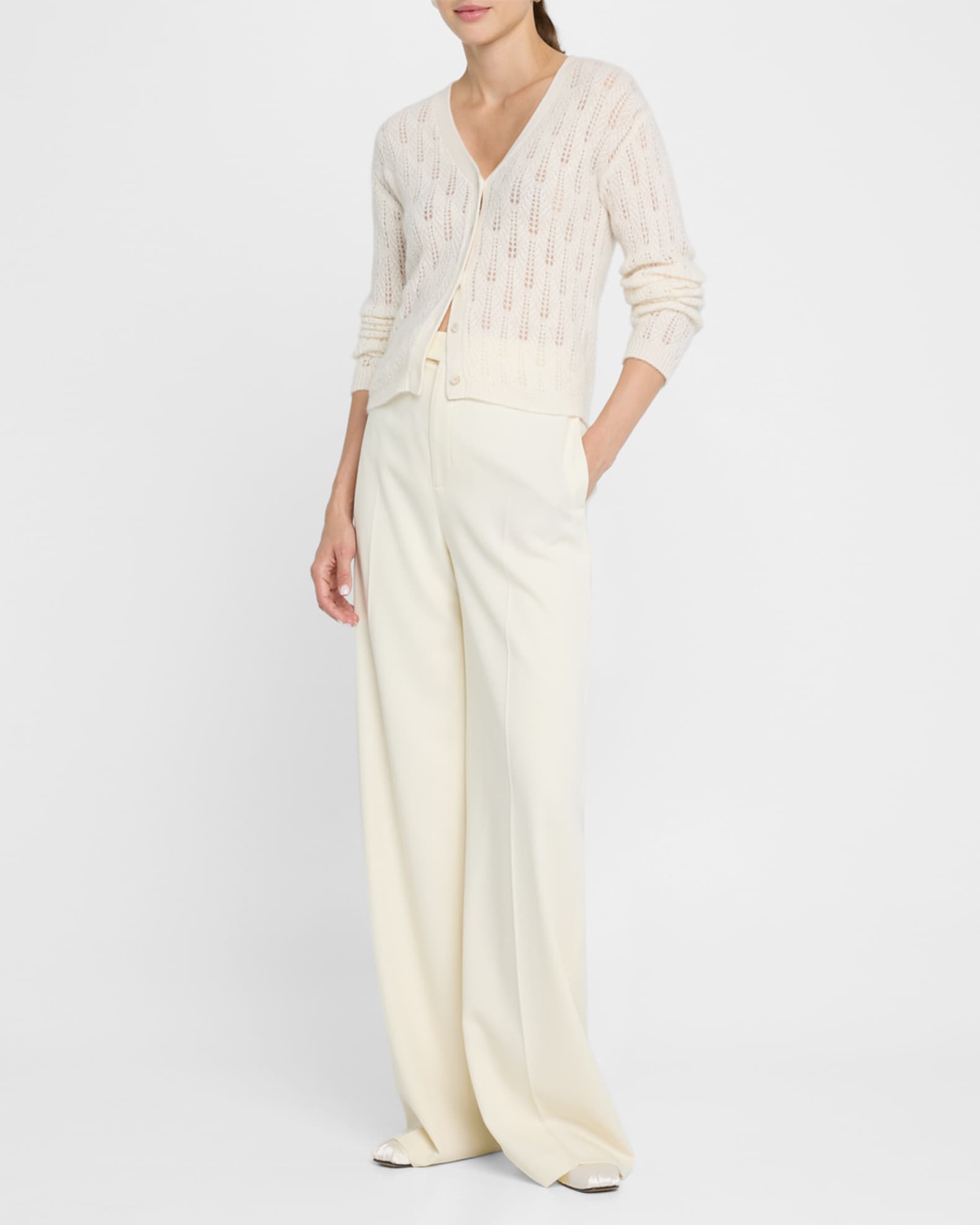 Cashmere Pointelle-Knit Cardigan