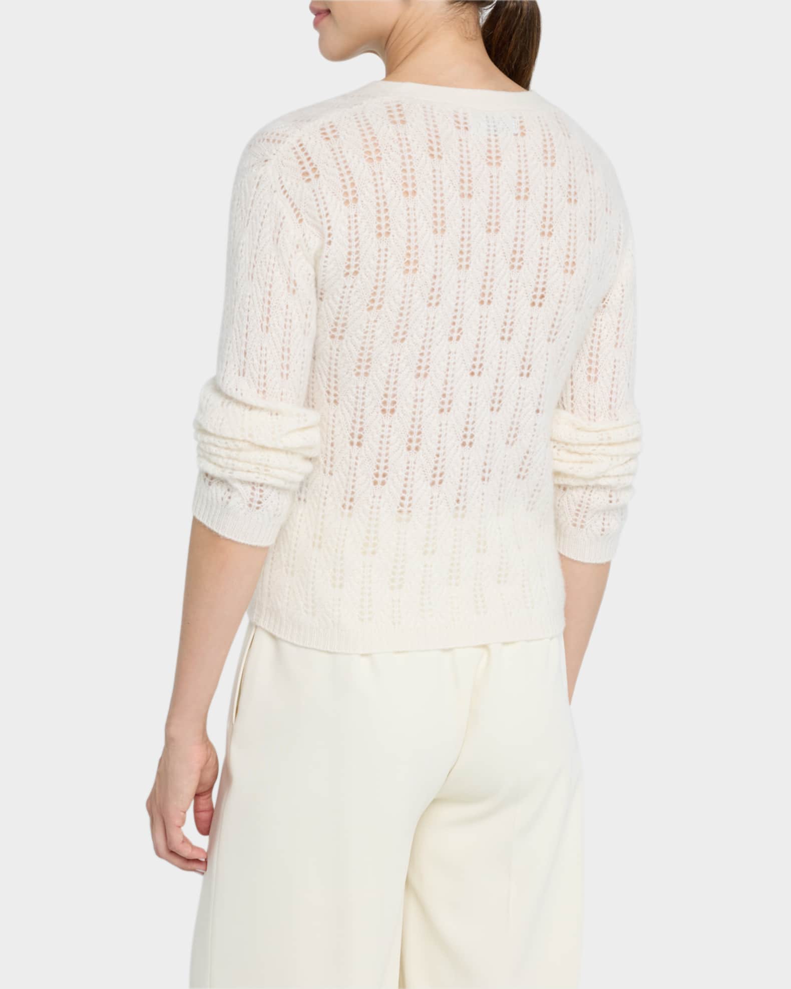 Cashmere Pointelle-Knit Cardigan