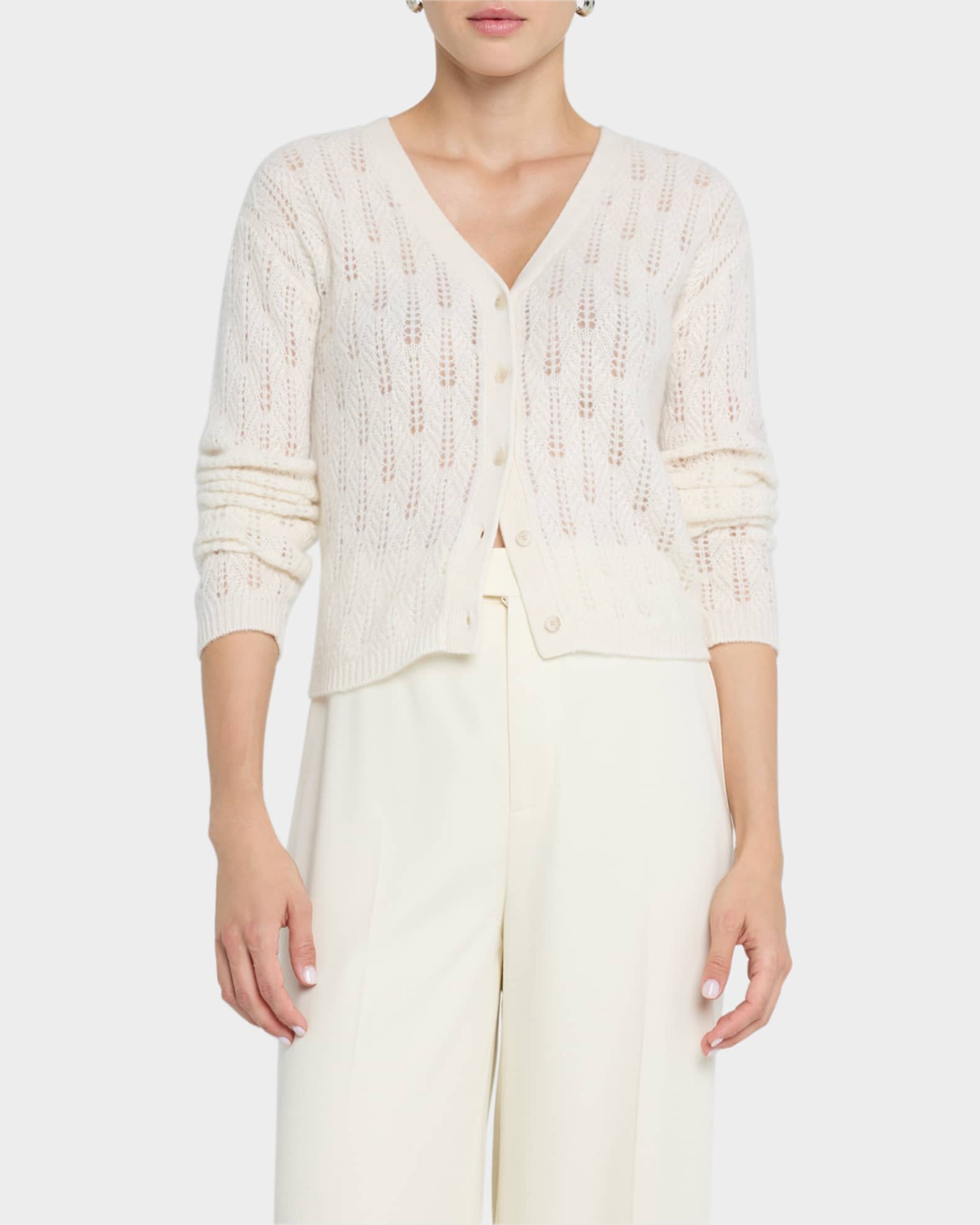 Cashmere Pointelle-Knit Cardigan