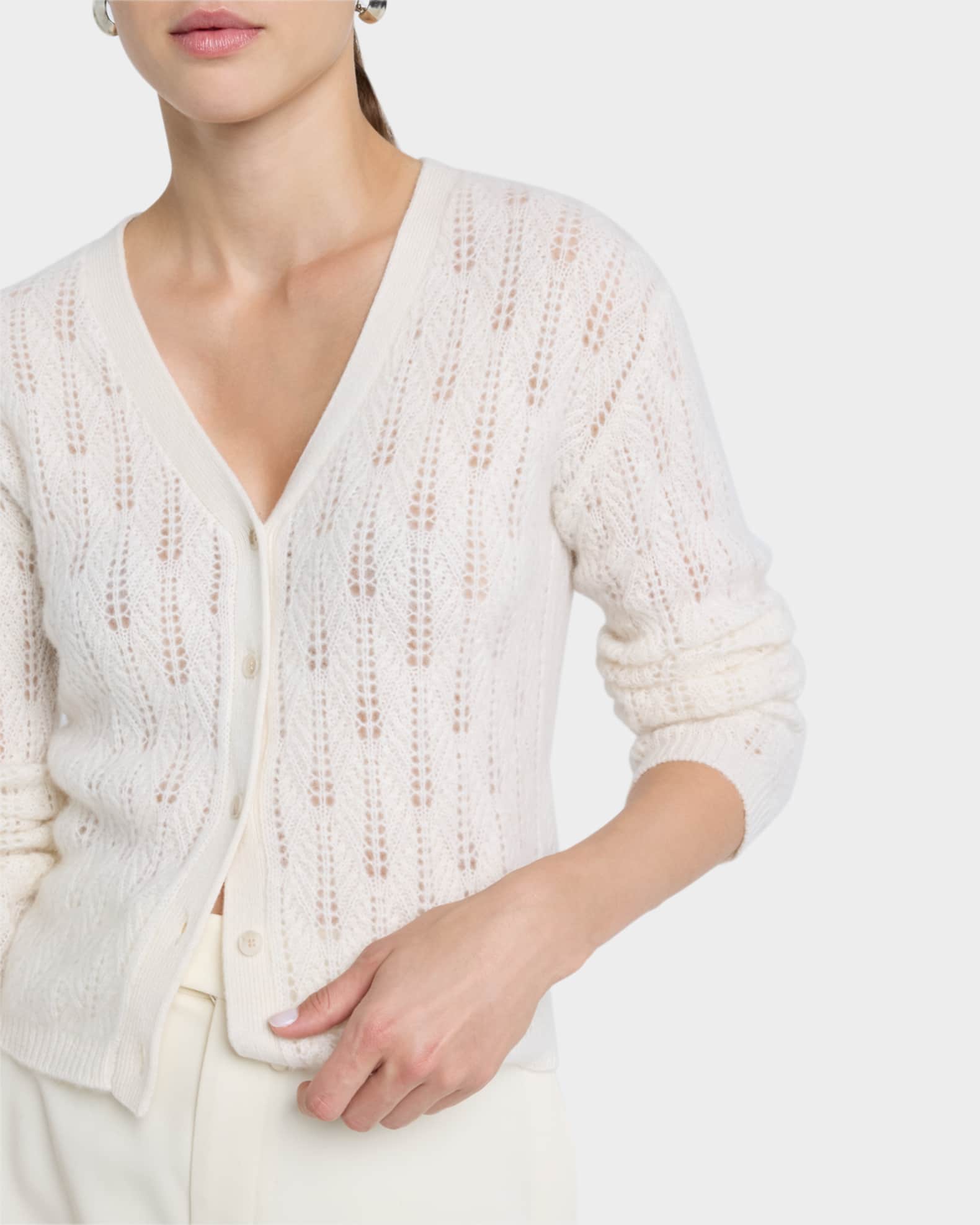 Cashmere Pointelle-Knit Cardigan