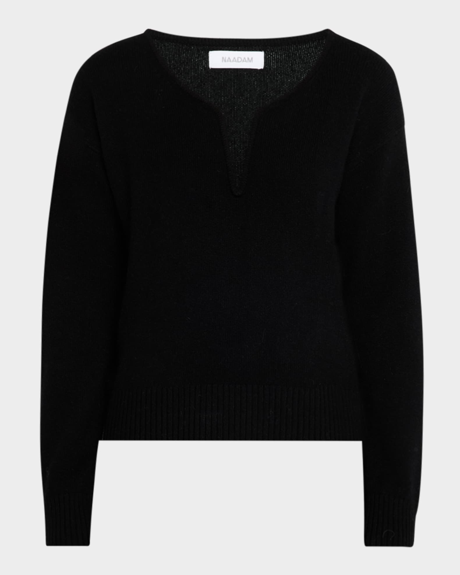 Ribbed V-Neck Cashmere Sweater 0