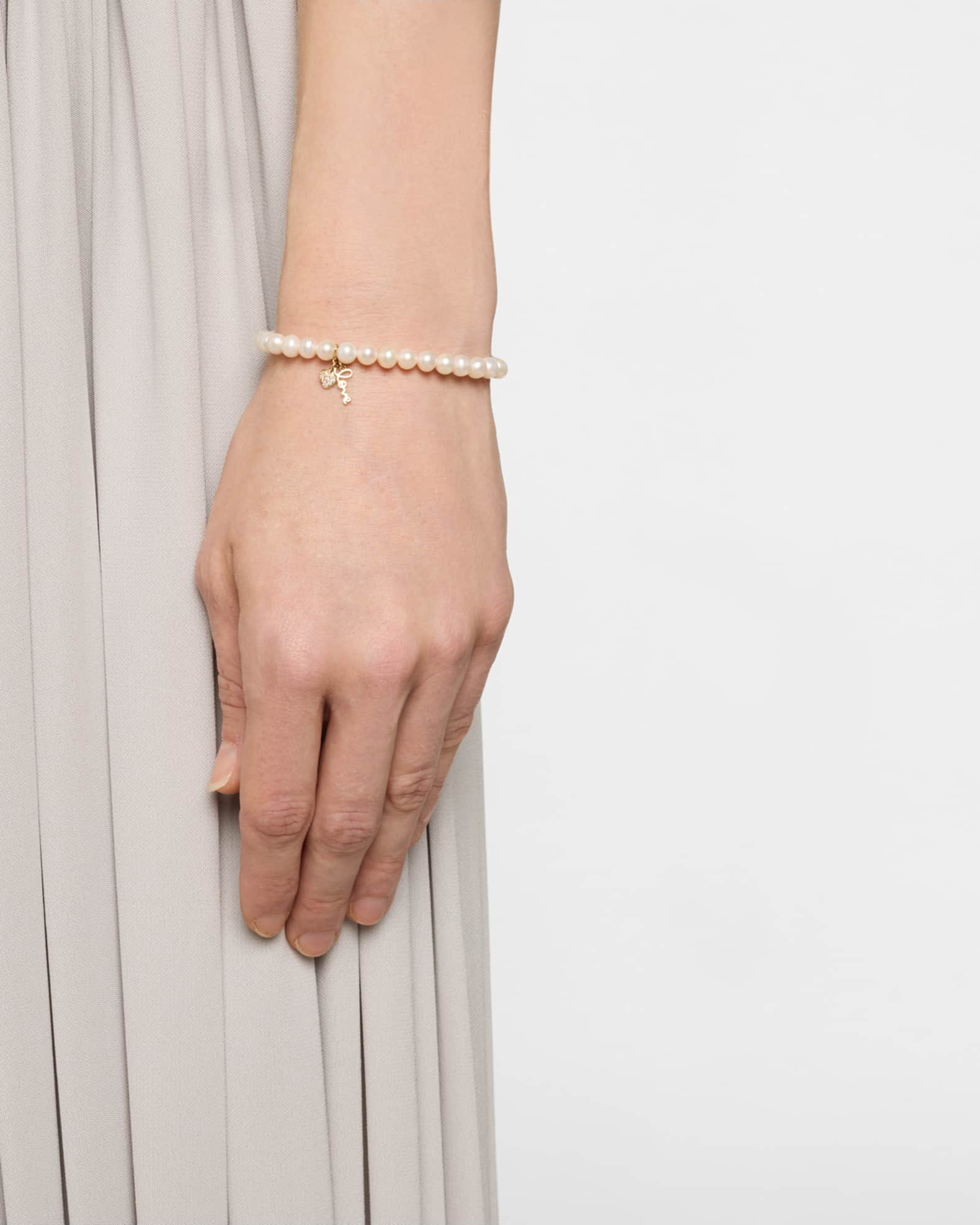 14K Yellow Gold and Diamond Love Duo Pearl Charm Bracelet 1