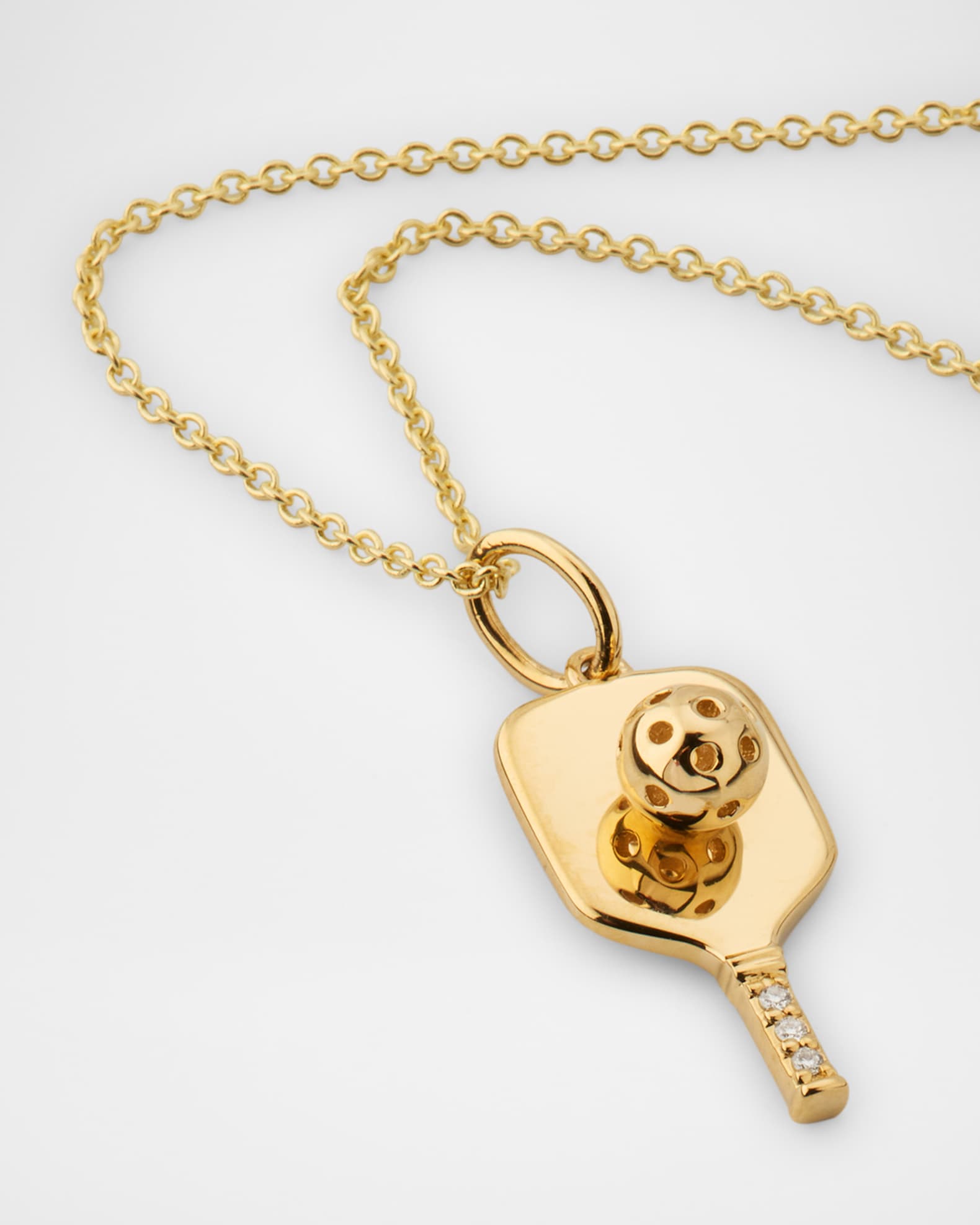Sydney Evan 14K Yellow Gold Pickleball Charm Necklace with