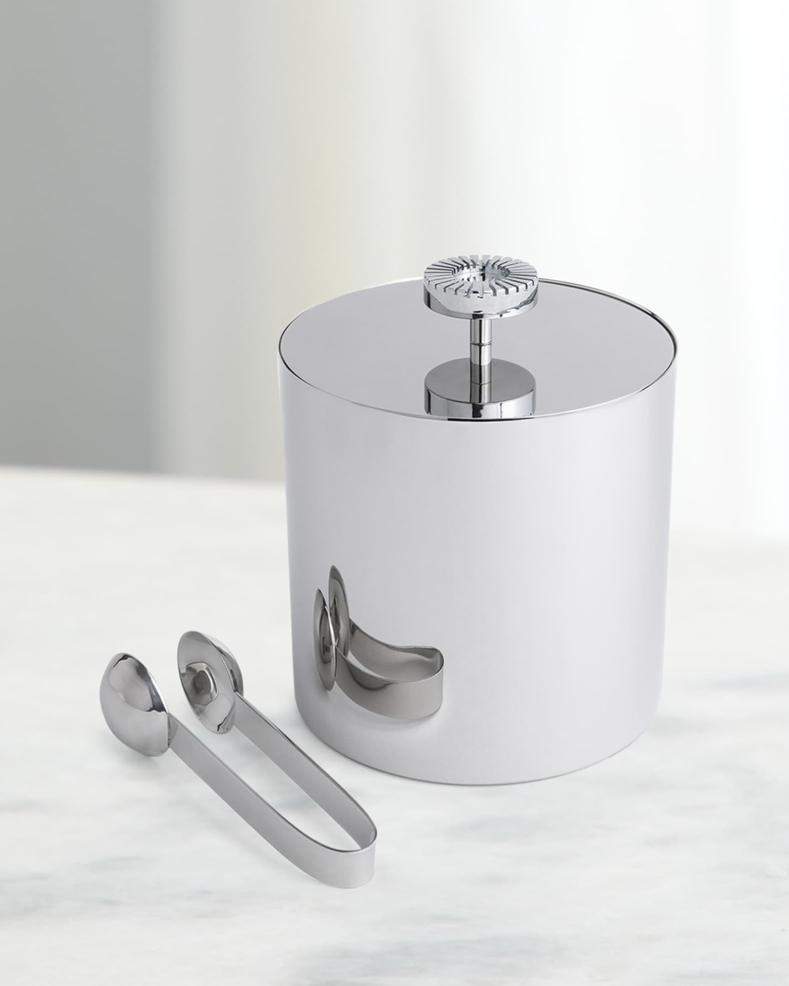 Striations Ice Bucket & Tongs Set 0