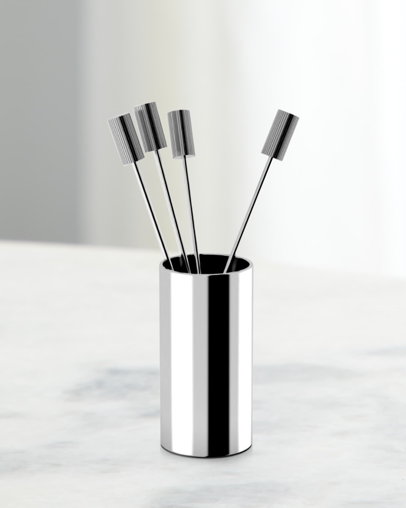 Striations Cocktail Picks in Holder, Set of 4 0