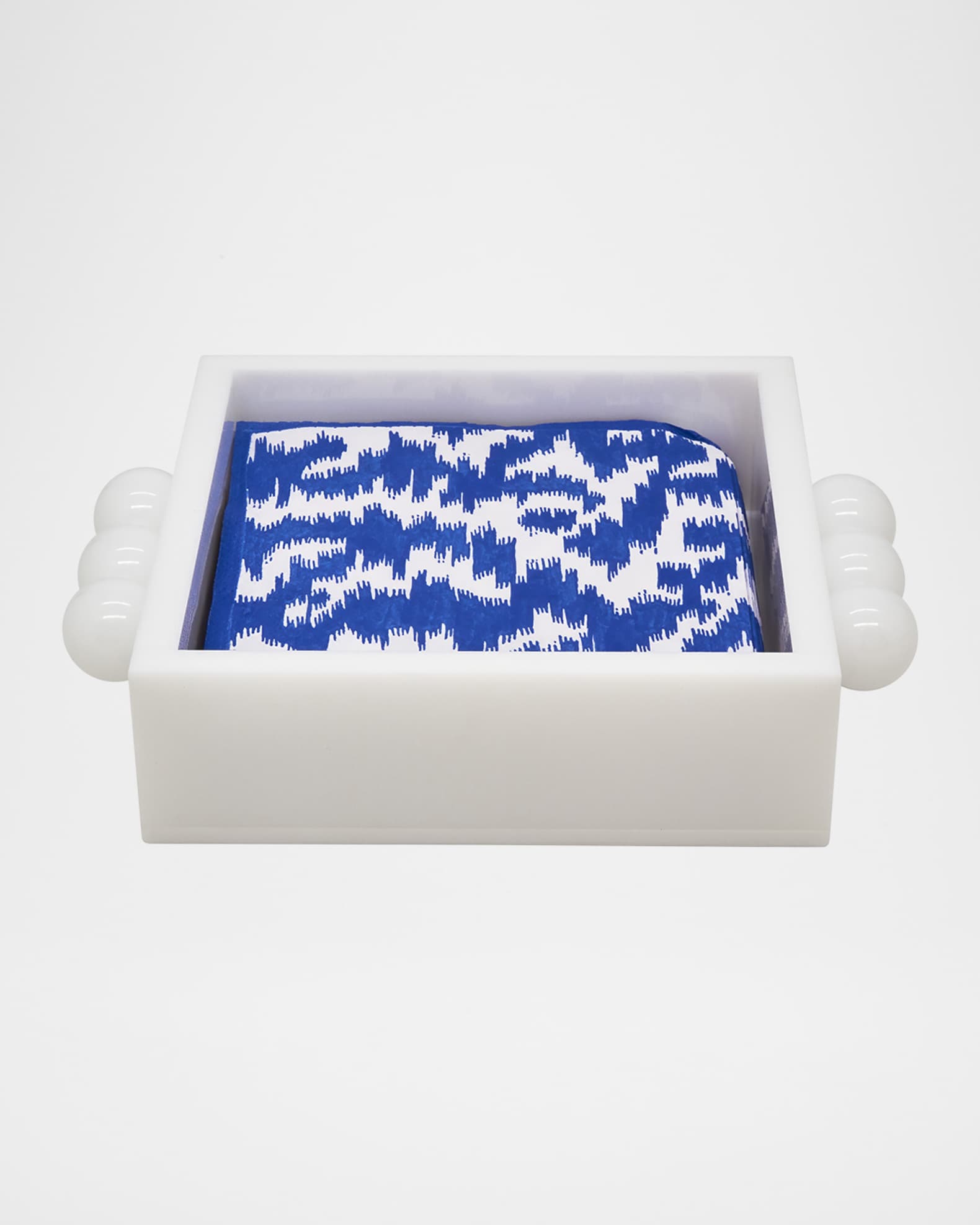 White Lucite Cocktail Napkin Tray with Bubbles 0