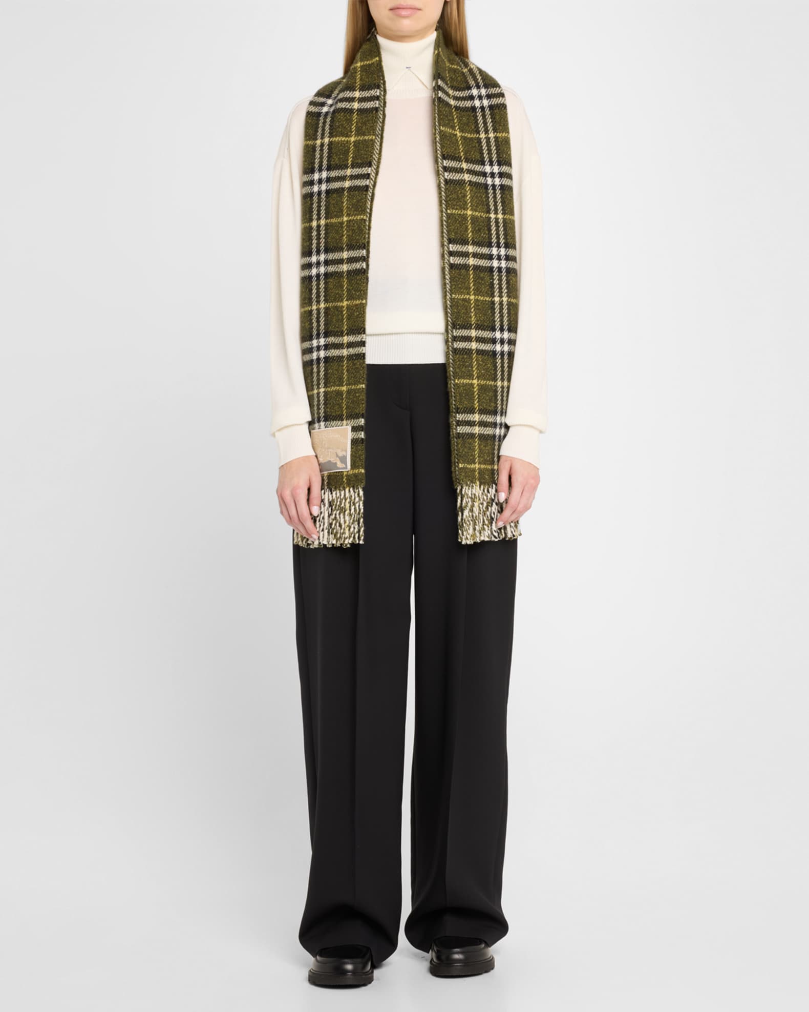 Check-Print Cashmere Blend Scarf 1