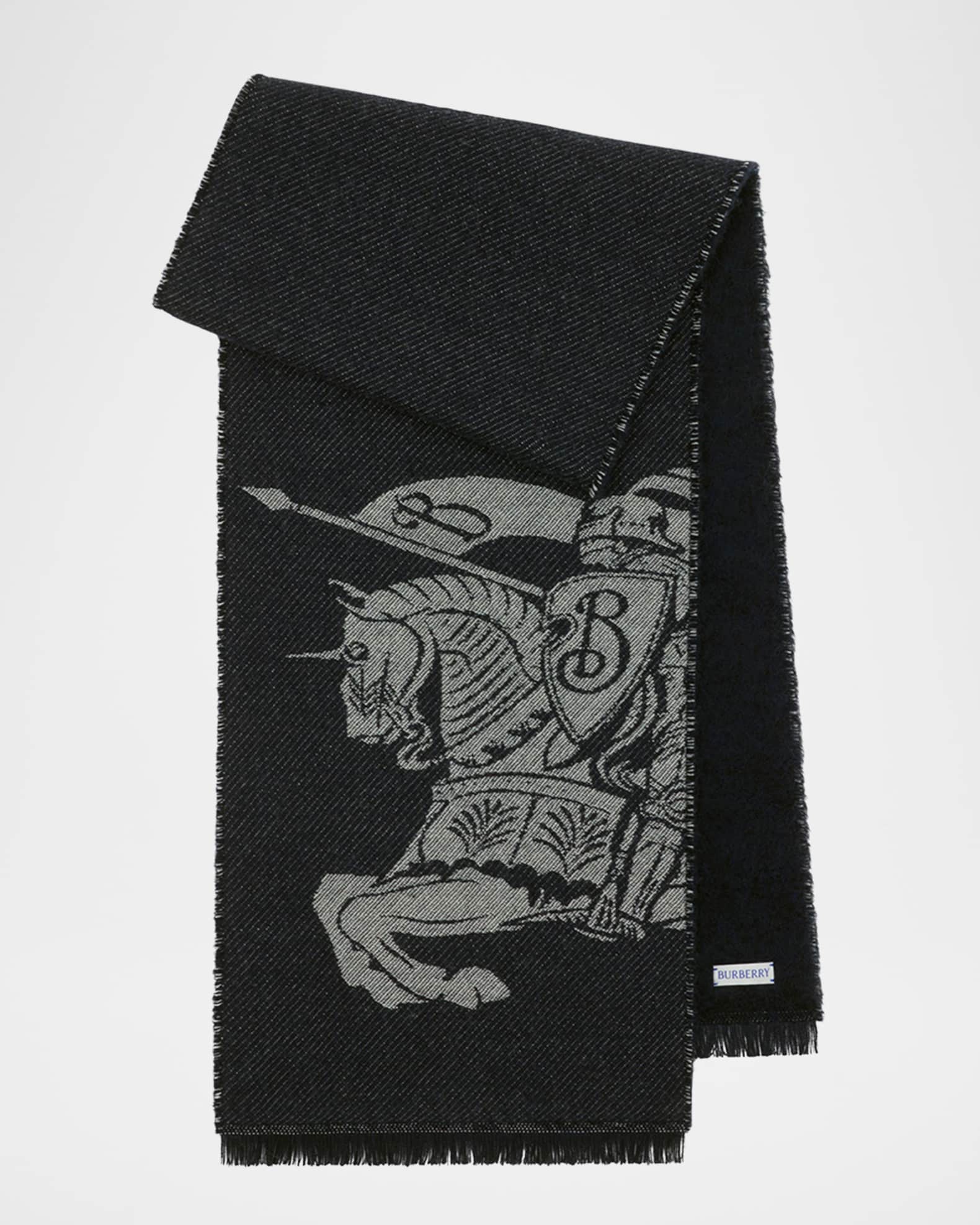 Burberry Equestrian Logo Wool Scarf Neiman Marcus