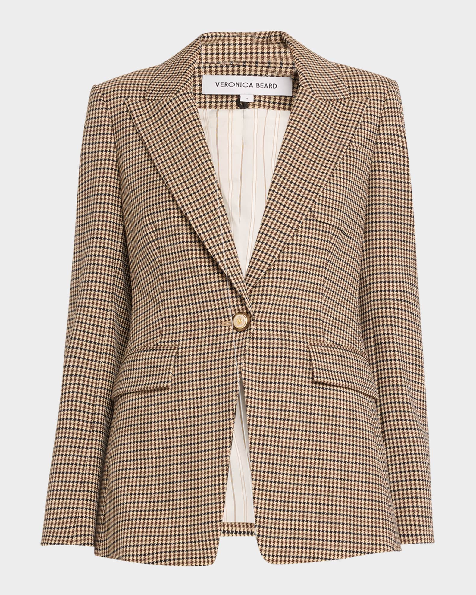 Livvy Single-Button Houndstooth Dickey Jacket 0