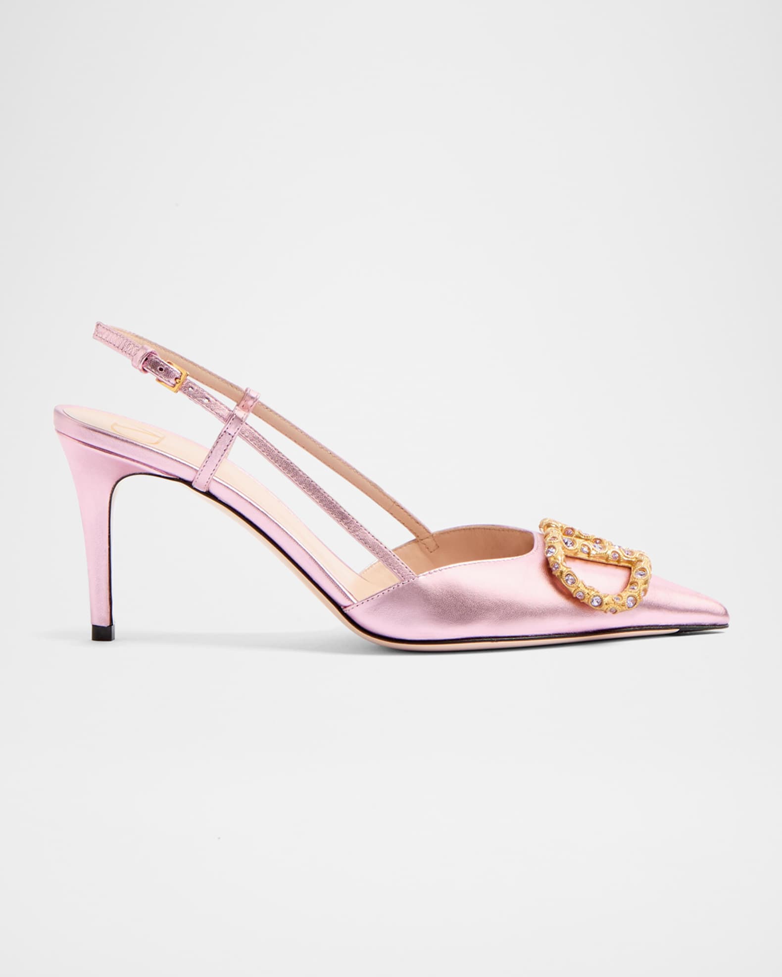 期間限定価格商品 VLogo Garavani Valentino Medallion Pumps Slingback Metallic 靴