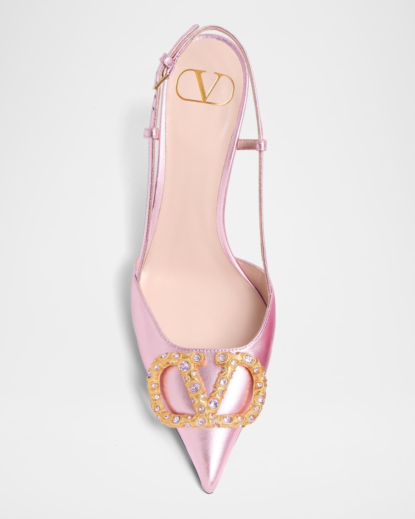 【激安セール】 Valentino Garavani VLogo Medallion Metallic Slingback Pumps 靴