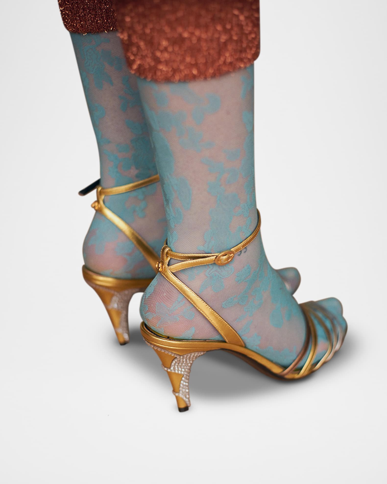 Valentino Garavani Ladycrush Colorblock Metallic Ankle-Strap