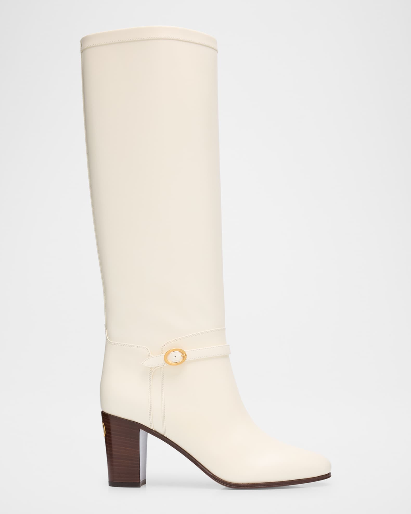 Pattie Leather Buckle Knee Boots 0
