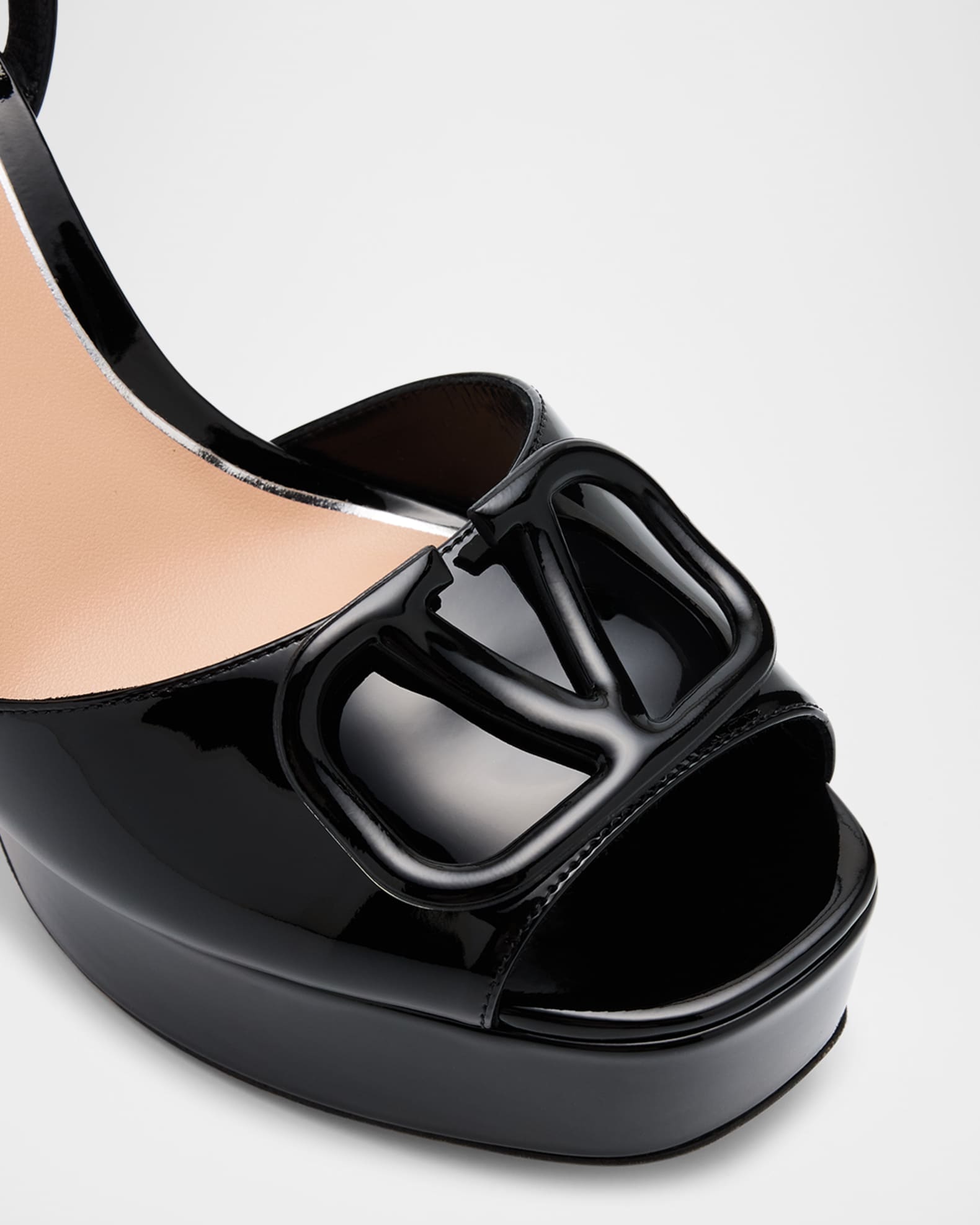 Valentino Garavani VLogo Medallion Glossy Platform Sandals