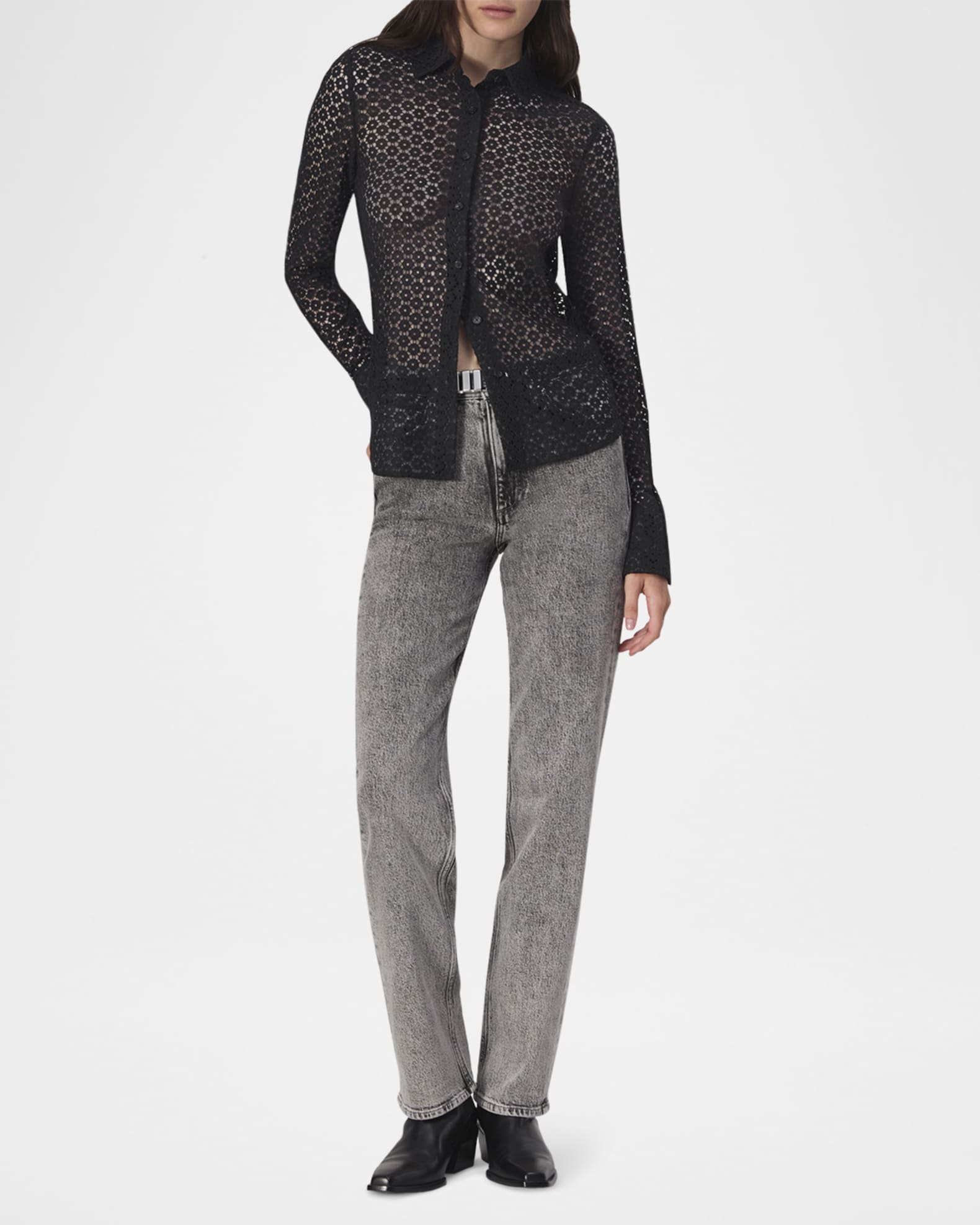 Yvette Button-Front Lace Shirt 1