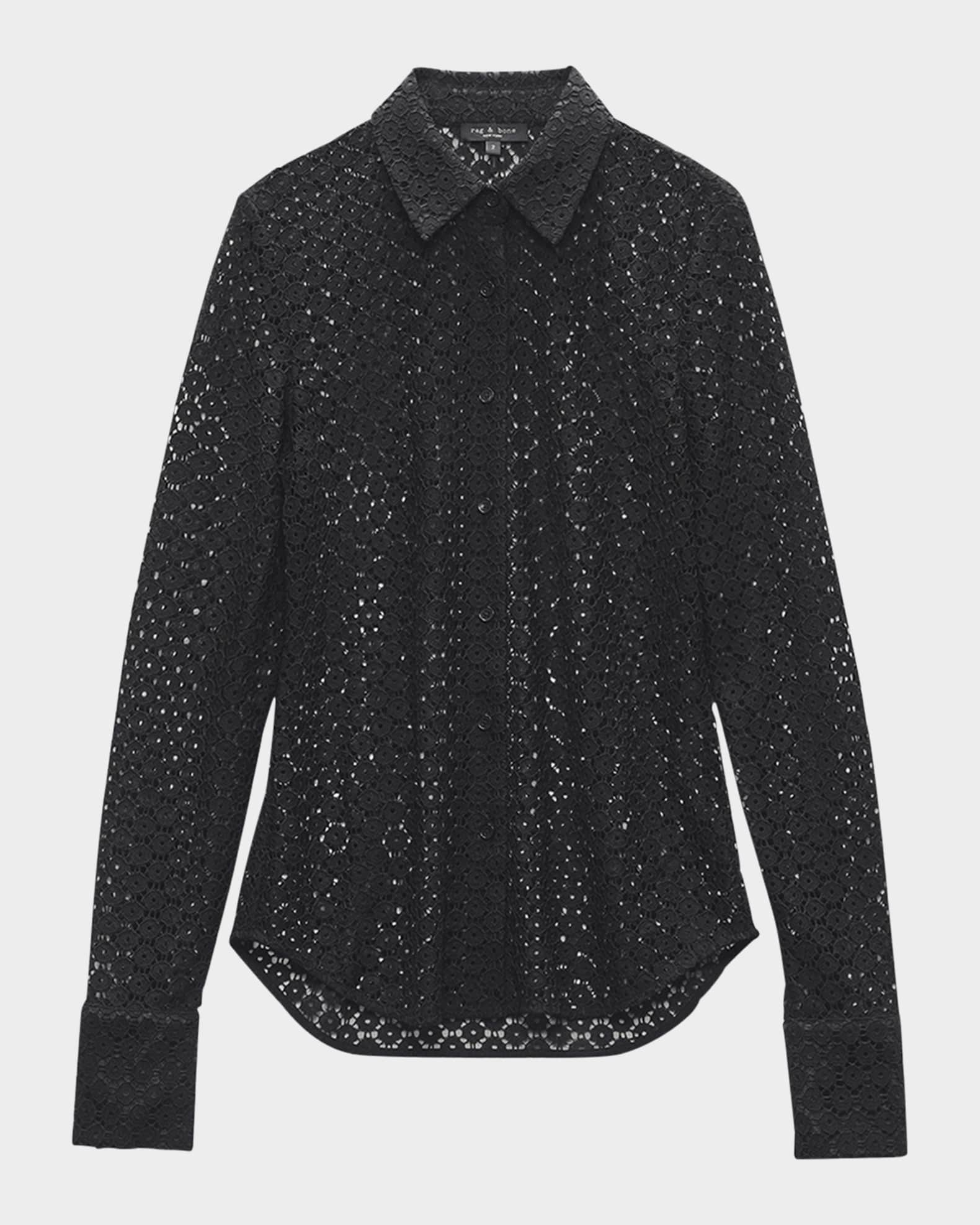 Yvette Button-Front Lace Shirt 0