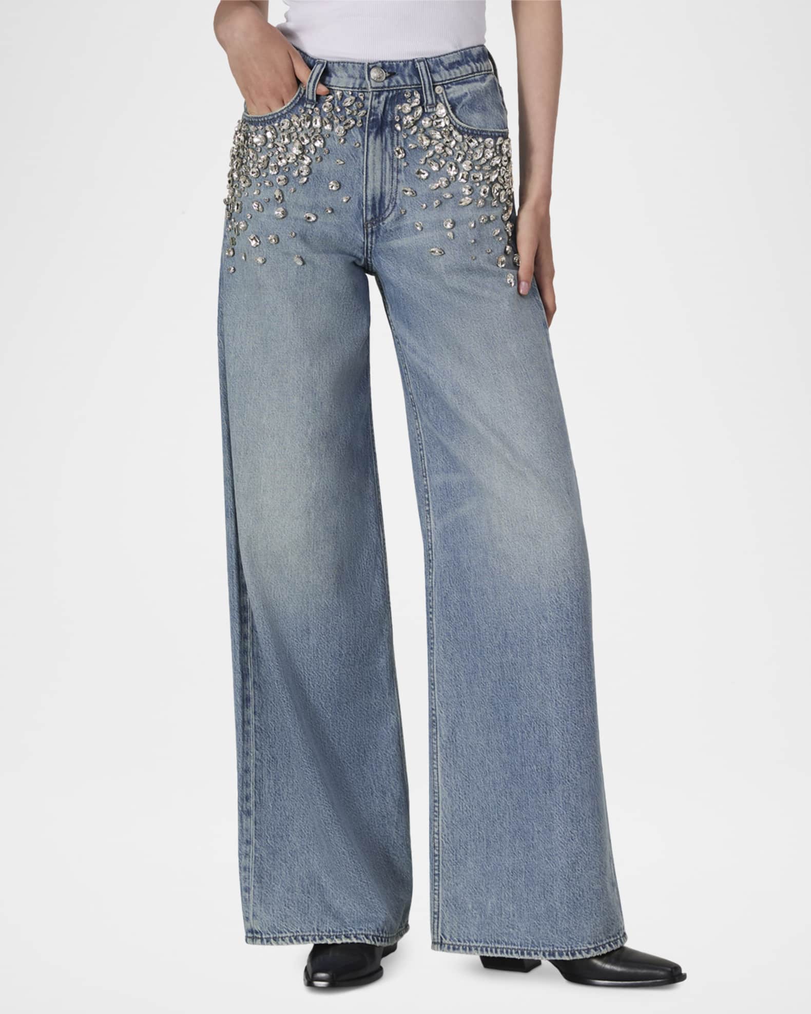 Featherweight Sofie High-Rise Wide Embellished Jeans 1