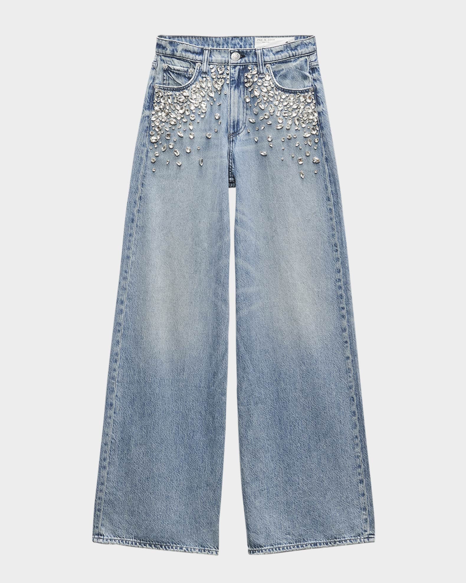 Featherweight Sofie High-Rise Wide Embellished Jeans 0